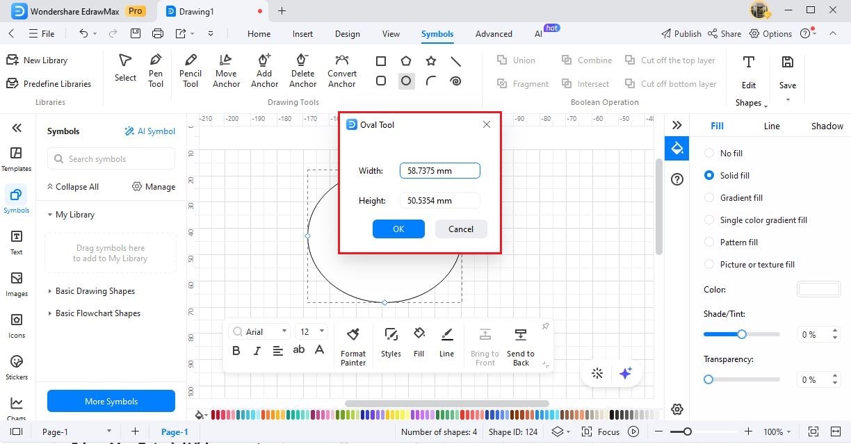 edrawmax customize oval shape tool