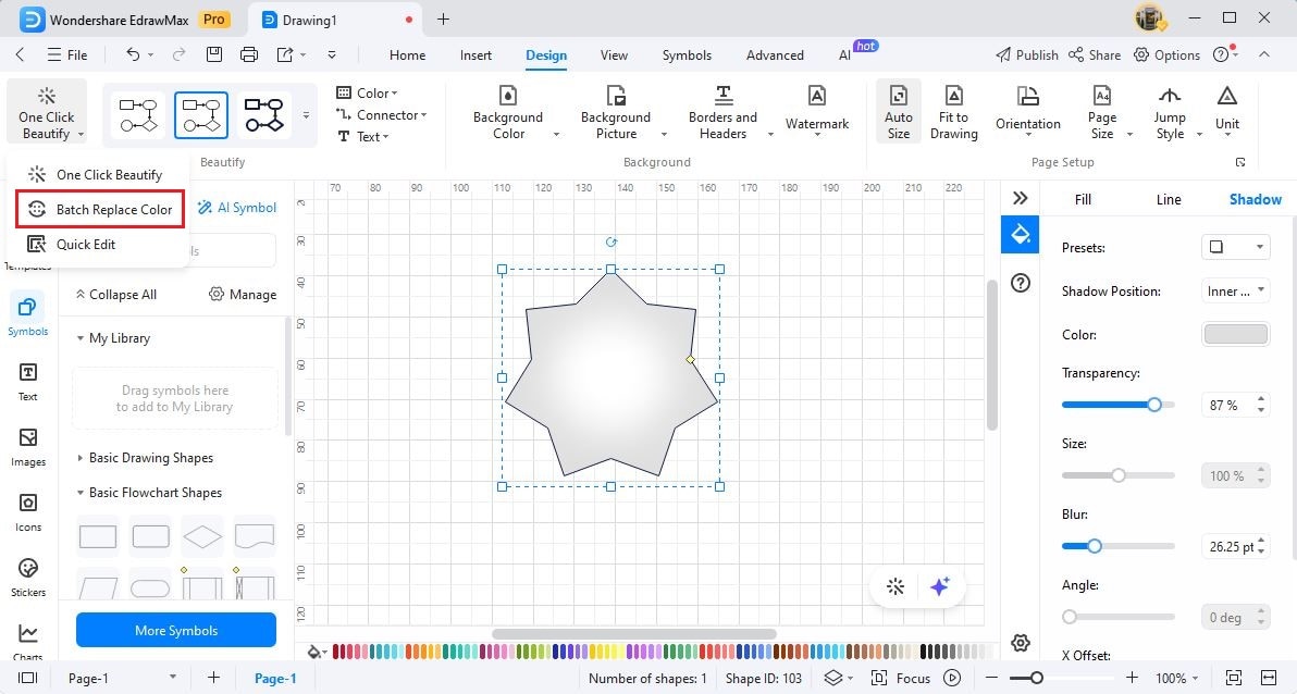 edrawmax theme format batch replace color