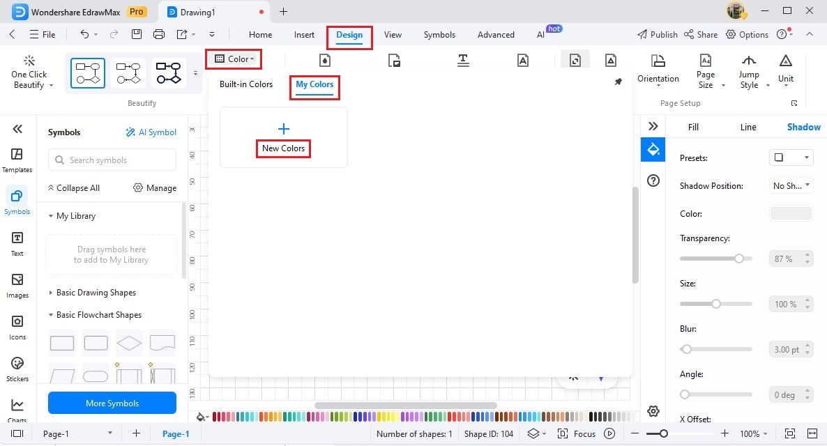 edrawmax theme customized color option