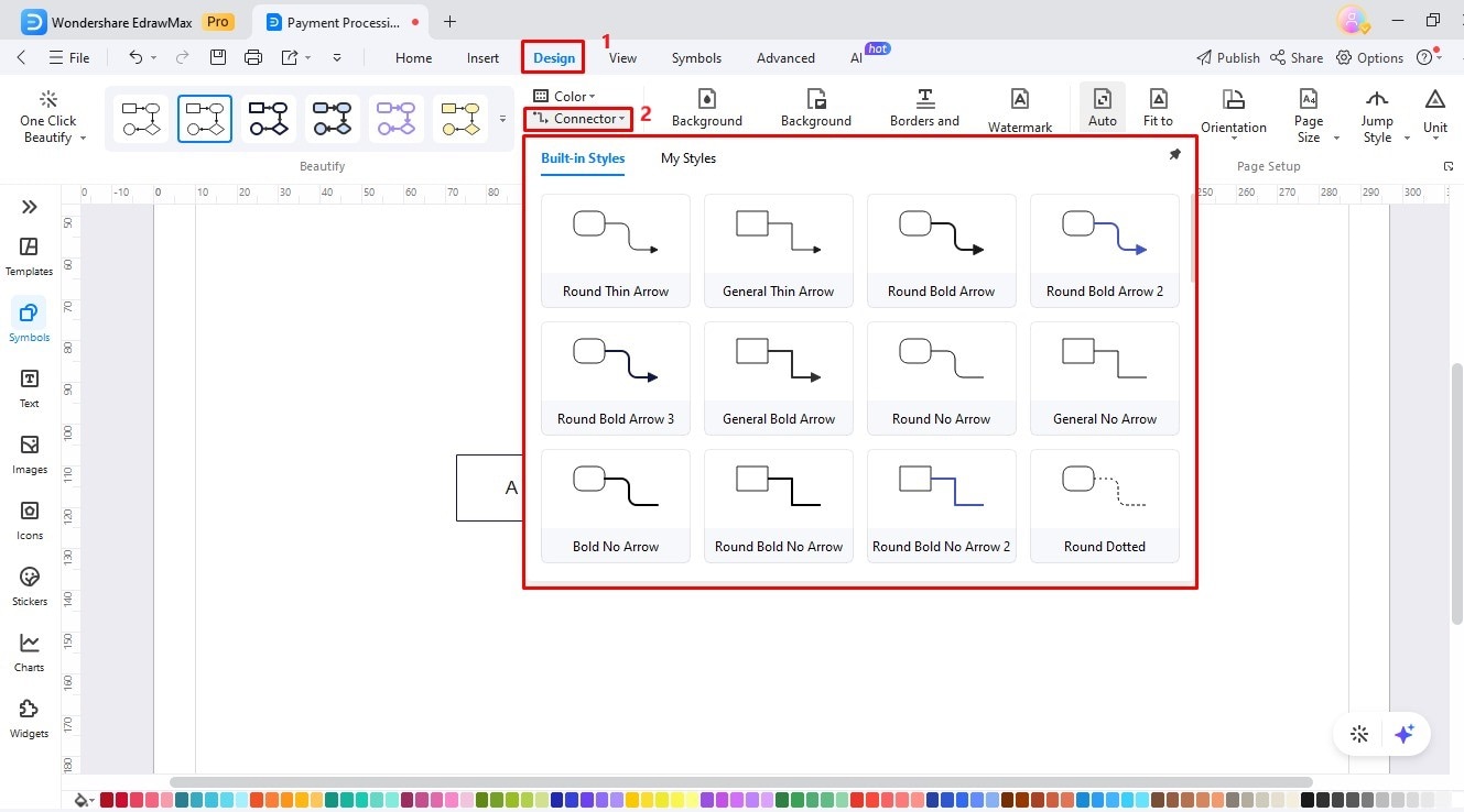 edrawmax customized connector option