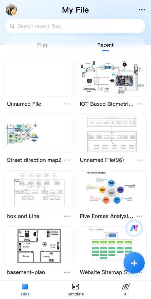 recent diagram interface