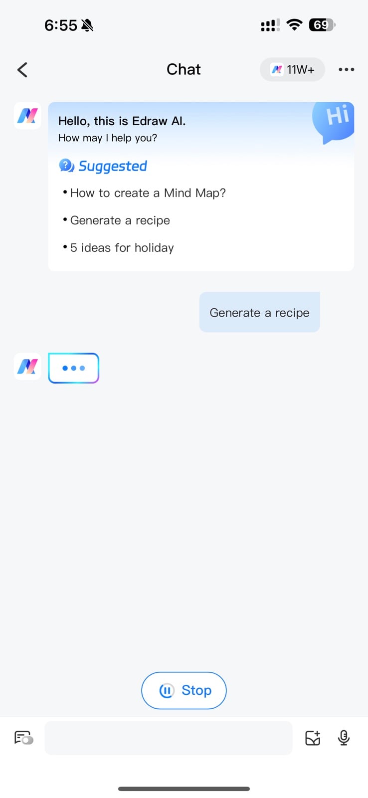 edrawai chat screen