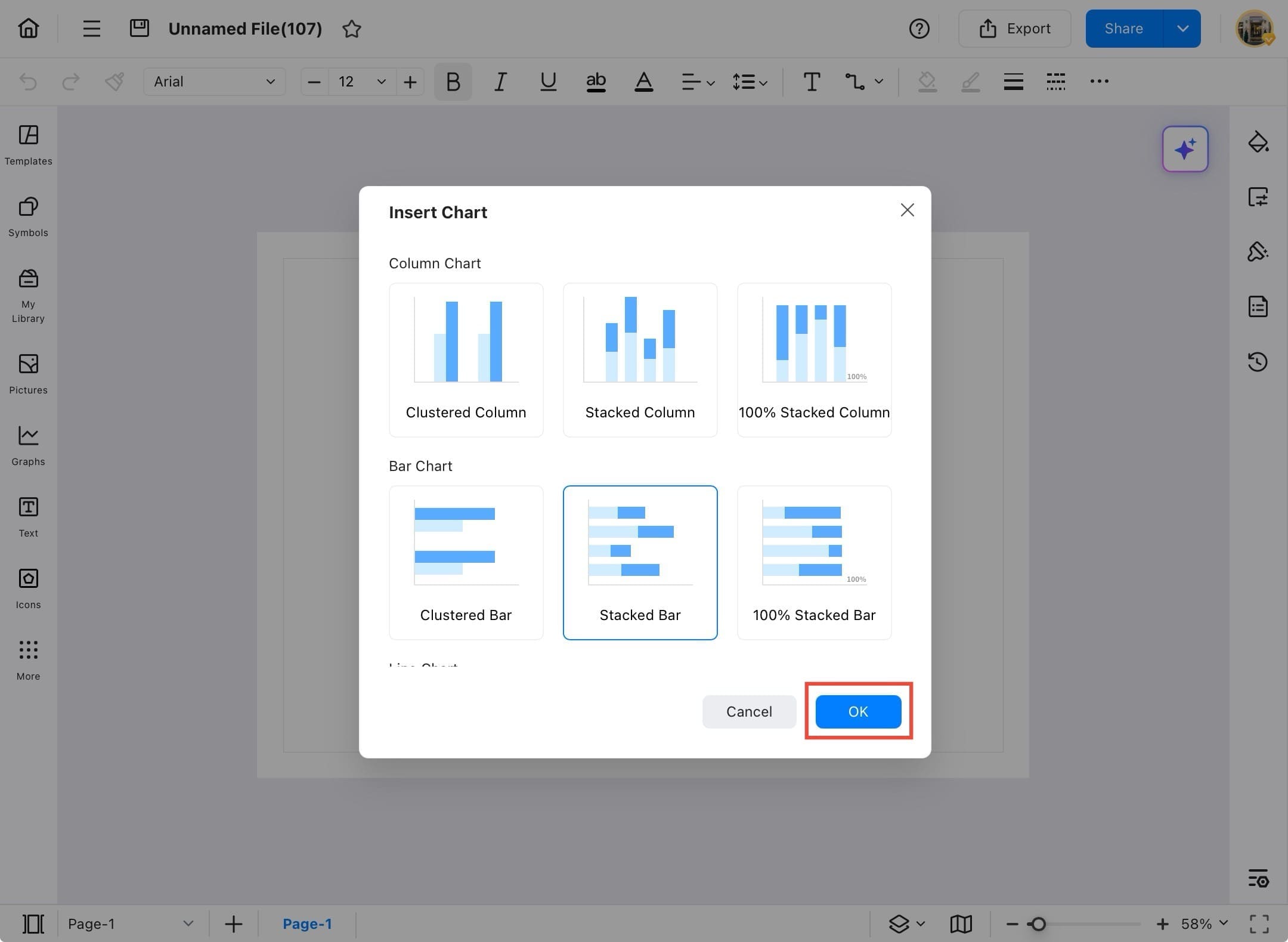 edrawmax chart selection