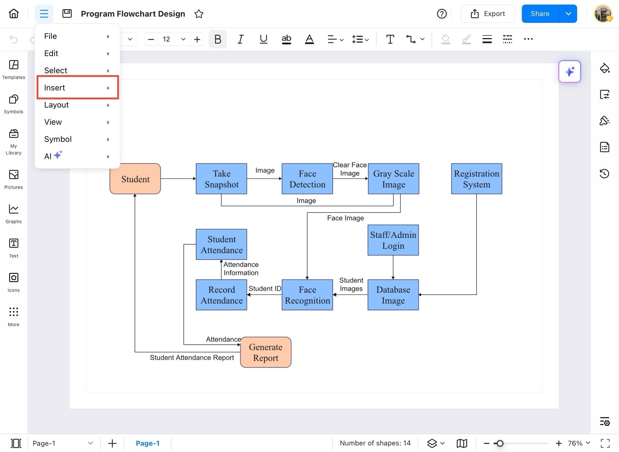 edrawmax insert option