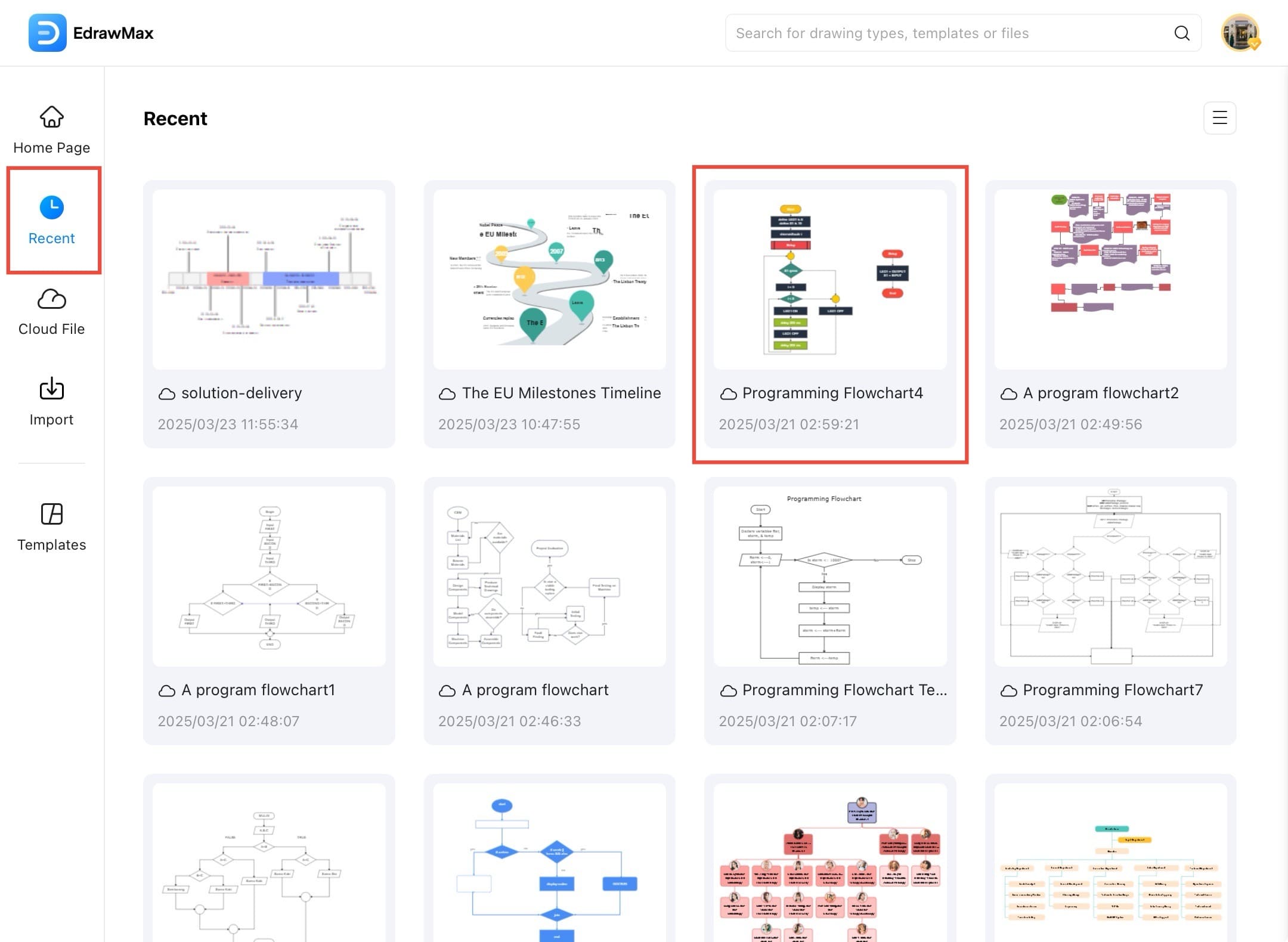 edrawmax recent files