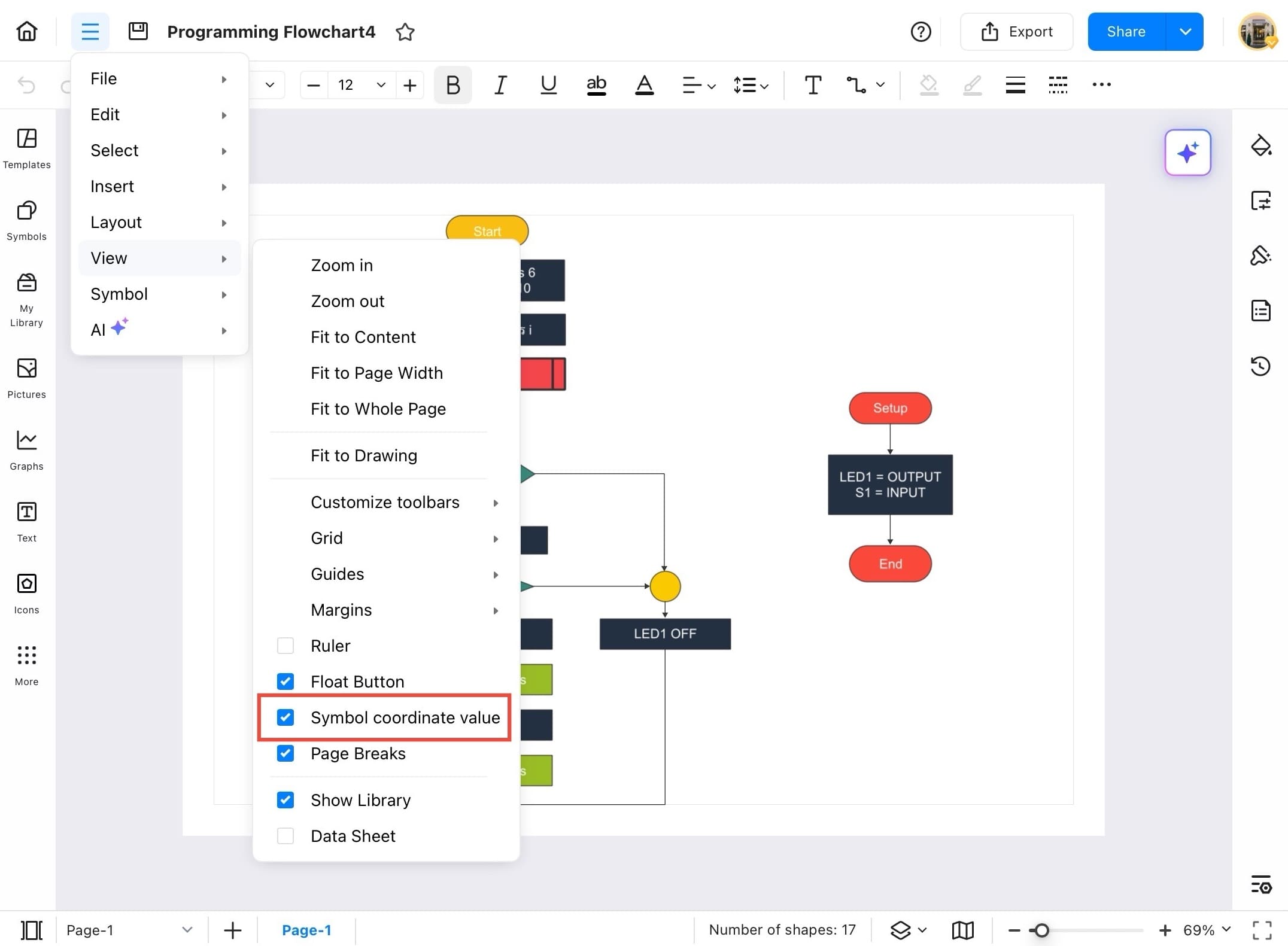 symbol coordinates enabled