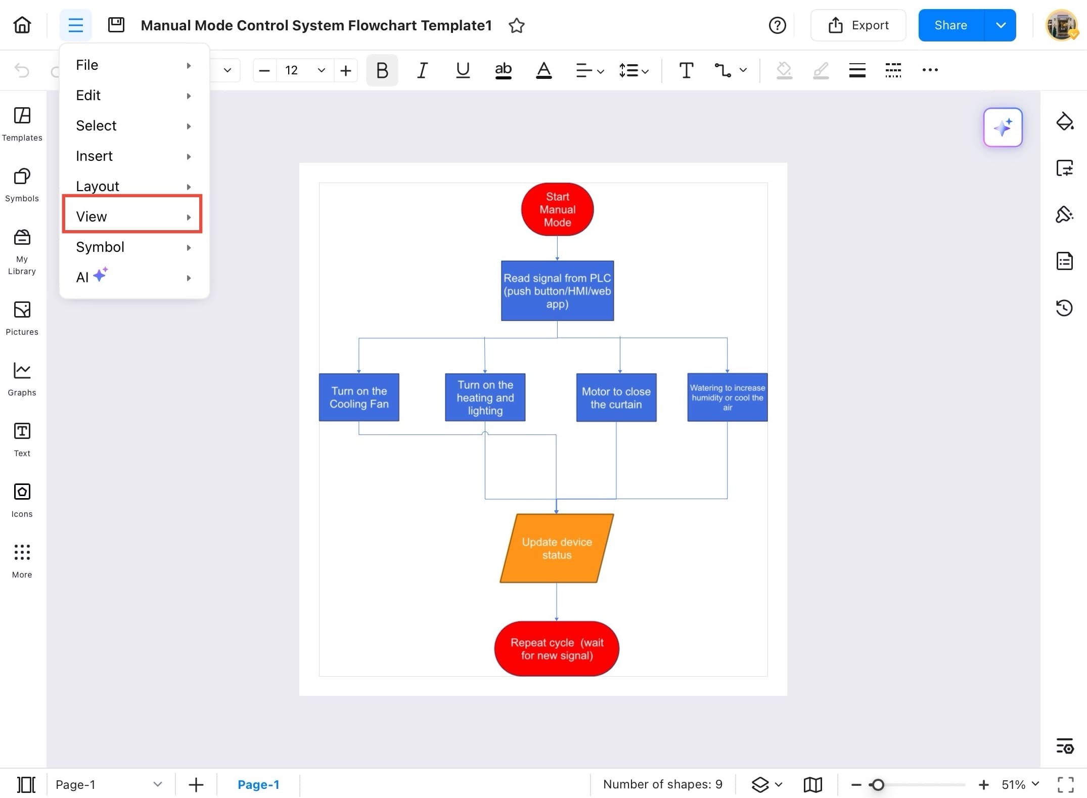 edrawmax view dropdown menu