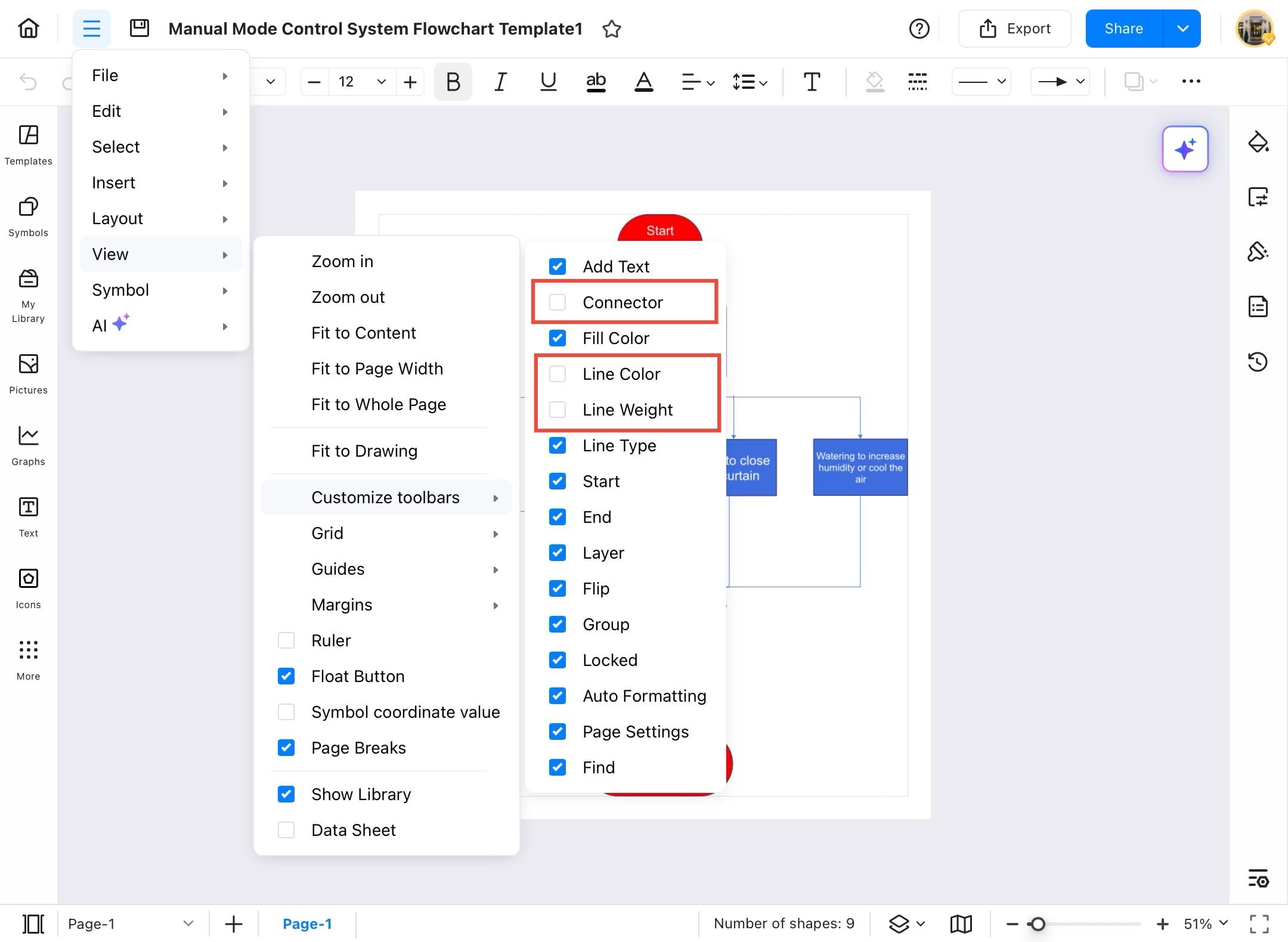 edrawmax customisation toolbars menu