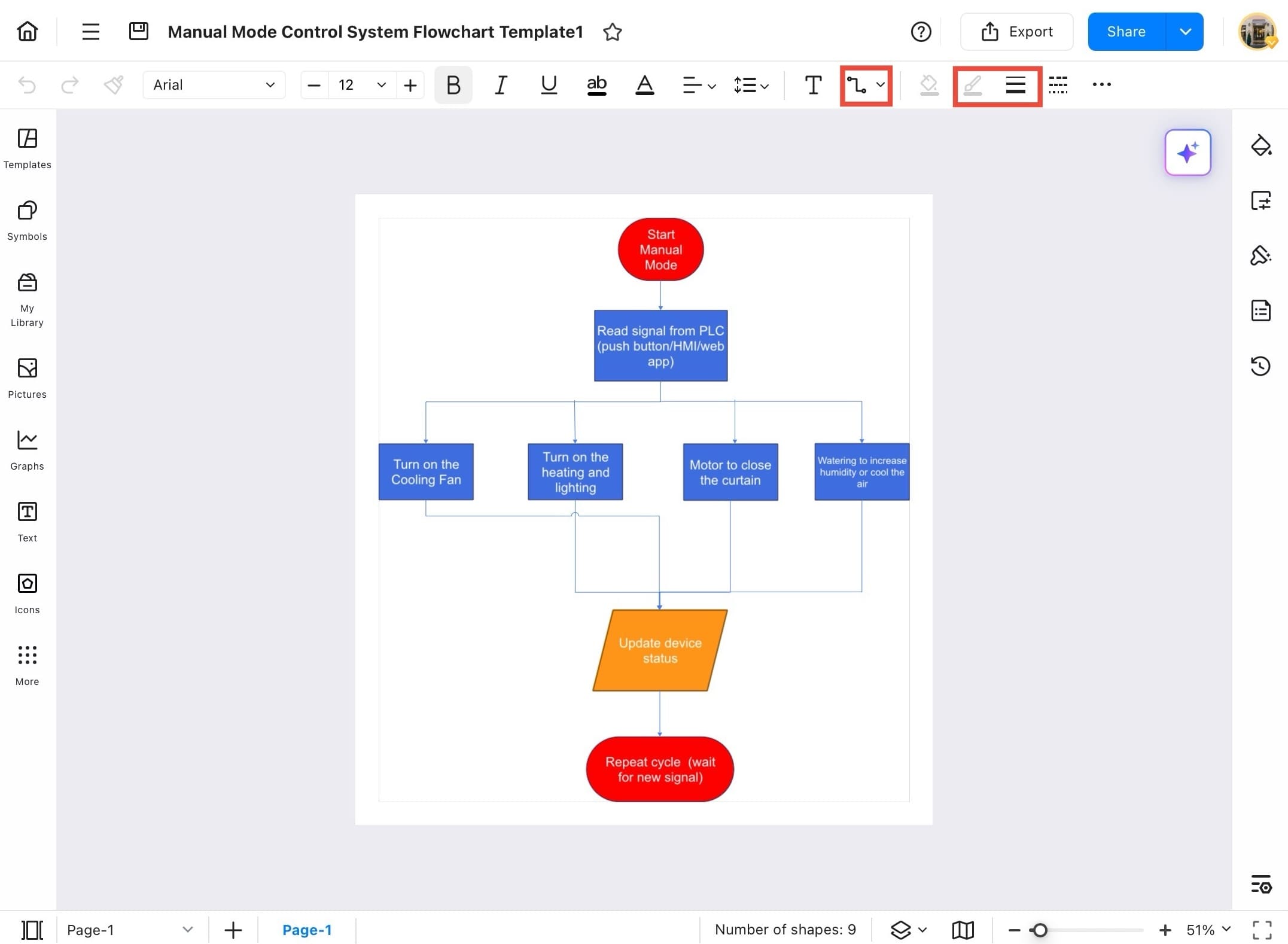 edrawmax canvas showing updated toolbar