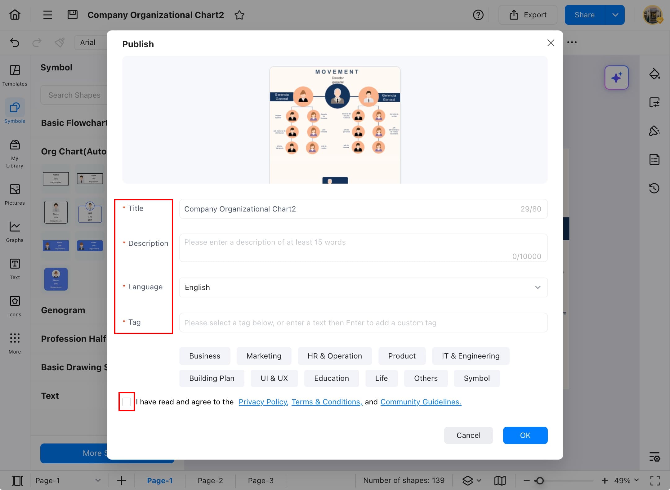 edrawmax publish settings