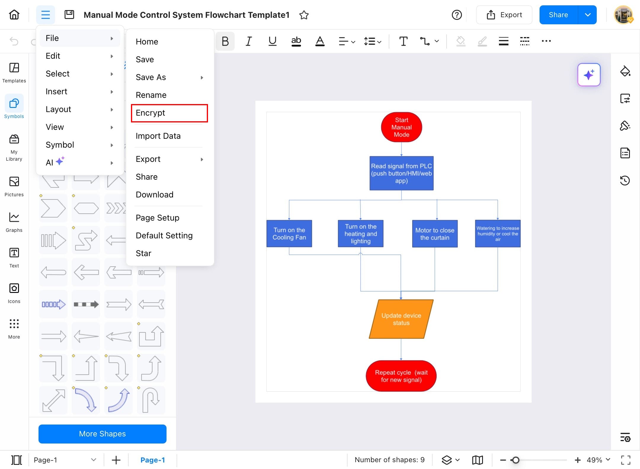 edrawmax encrypt option