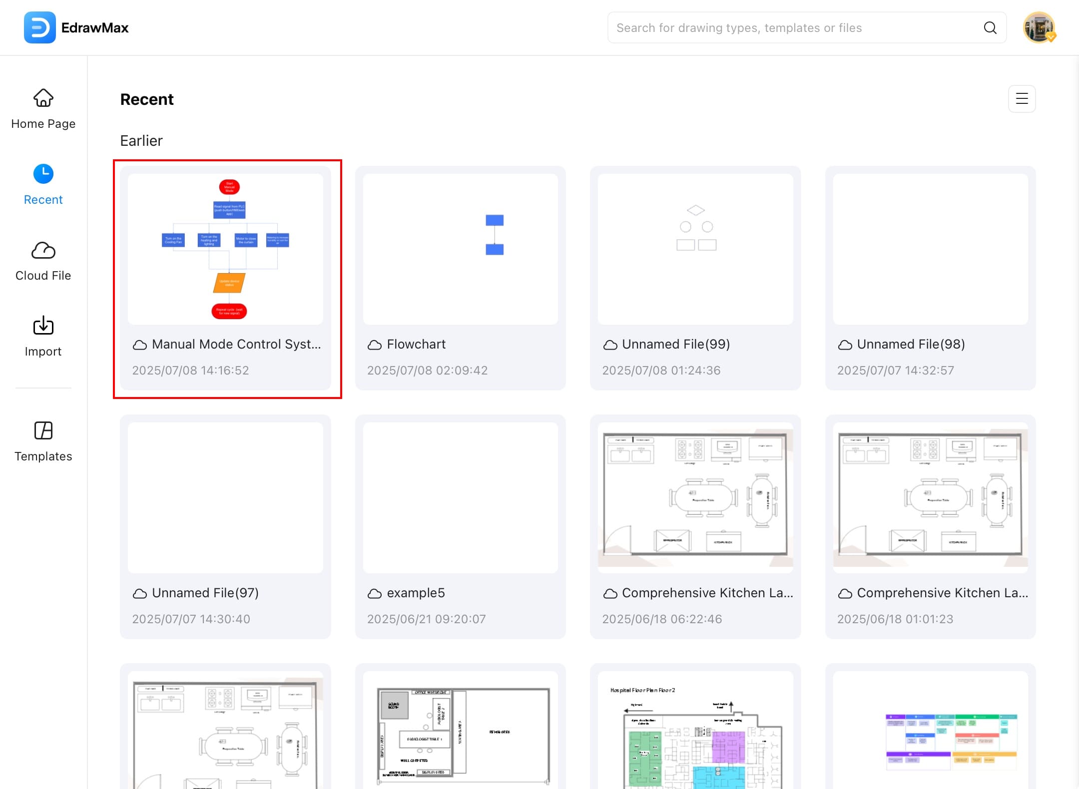 edrawmax recent files