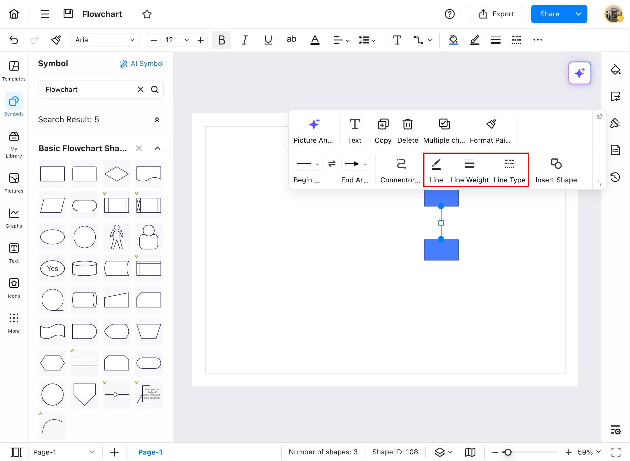 edrawmax line options