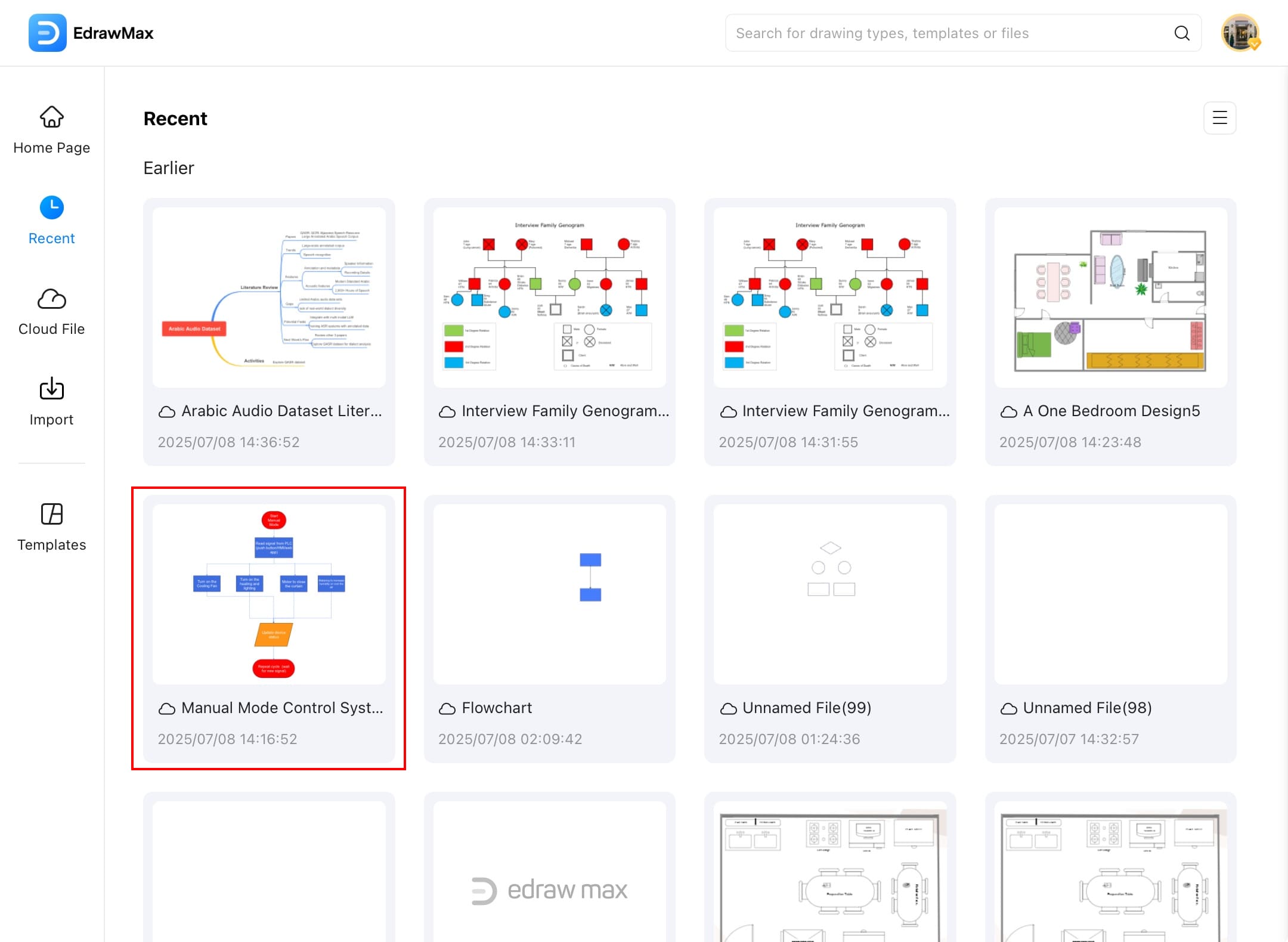 edrawmax recent files