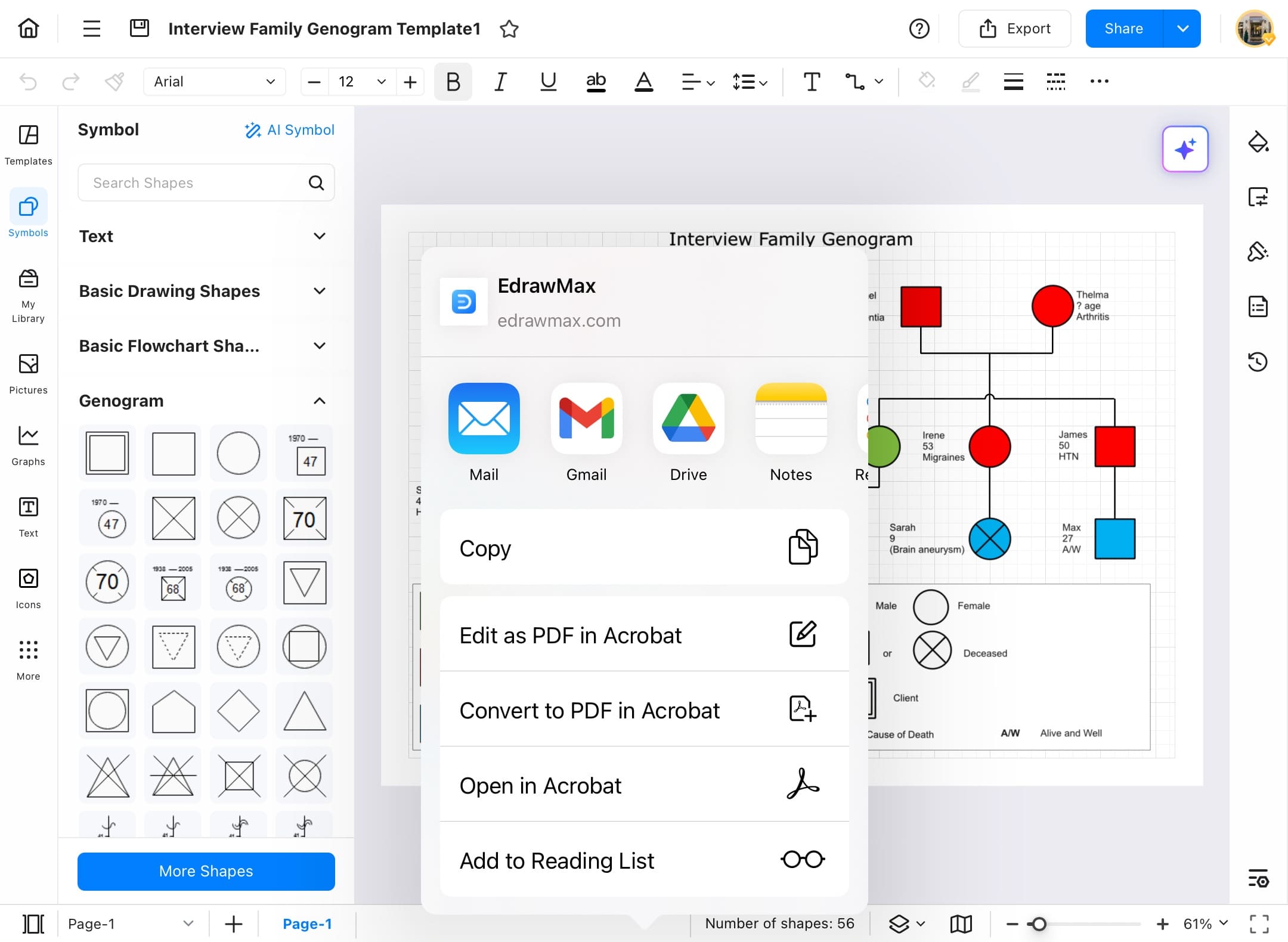edrawmax sharing options