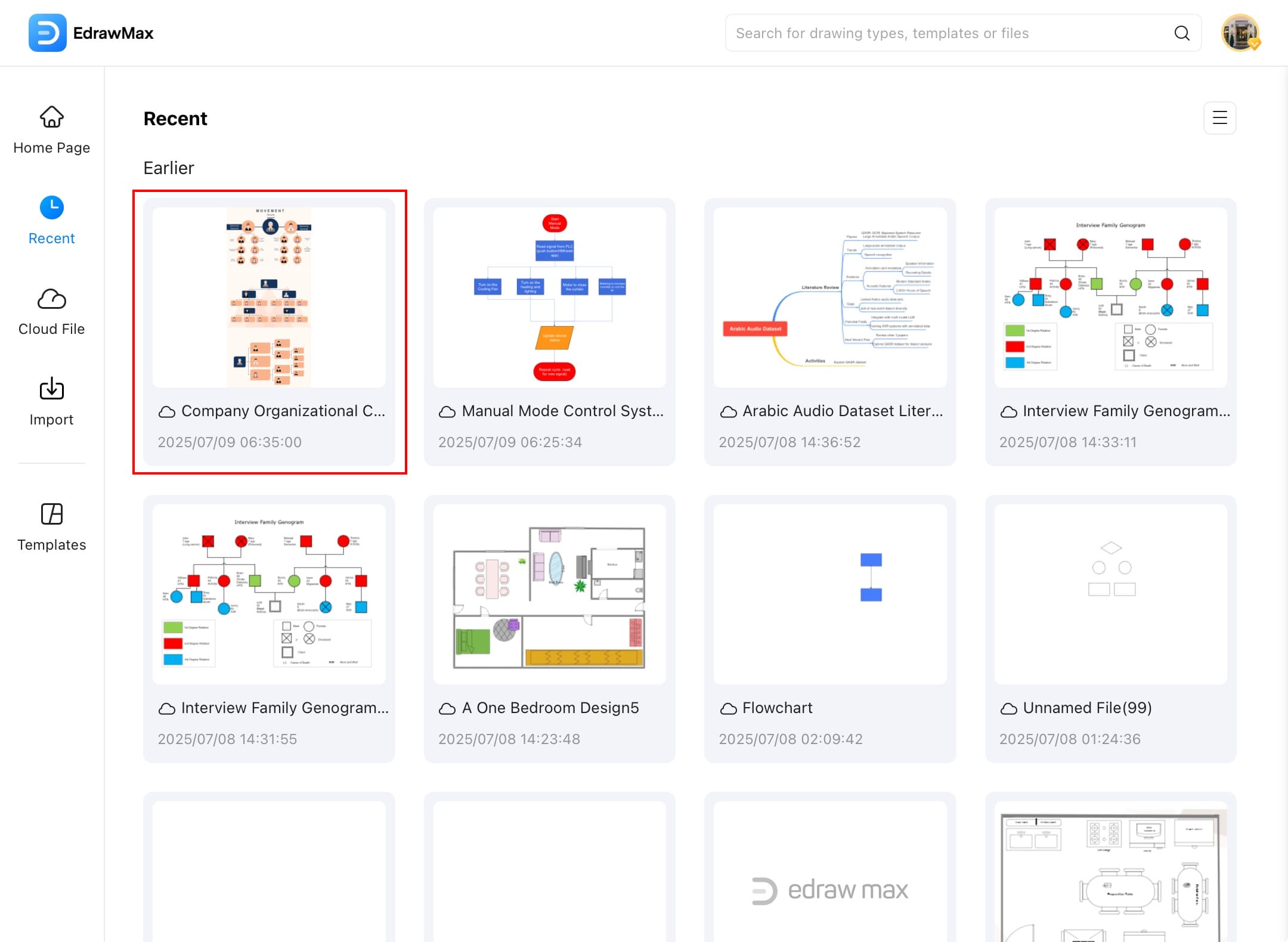 edrawmax recent files