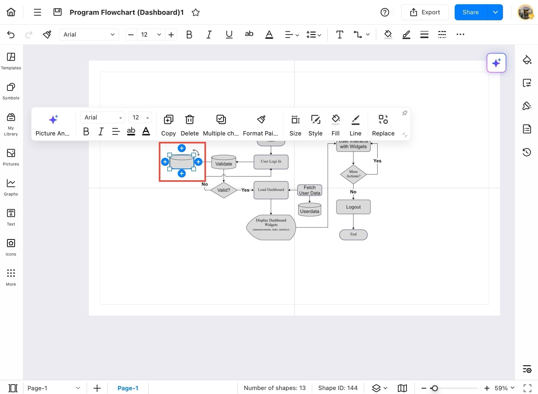 connecting shape with float button