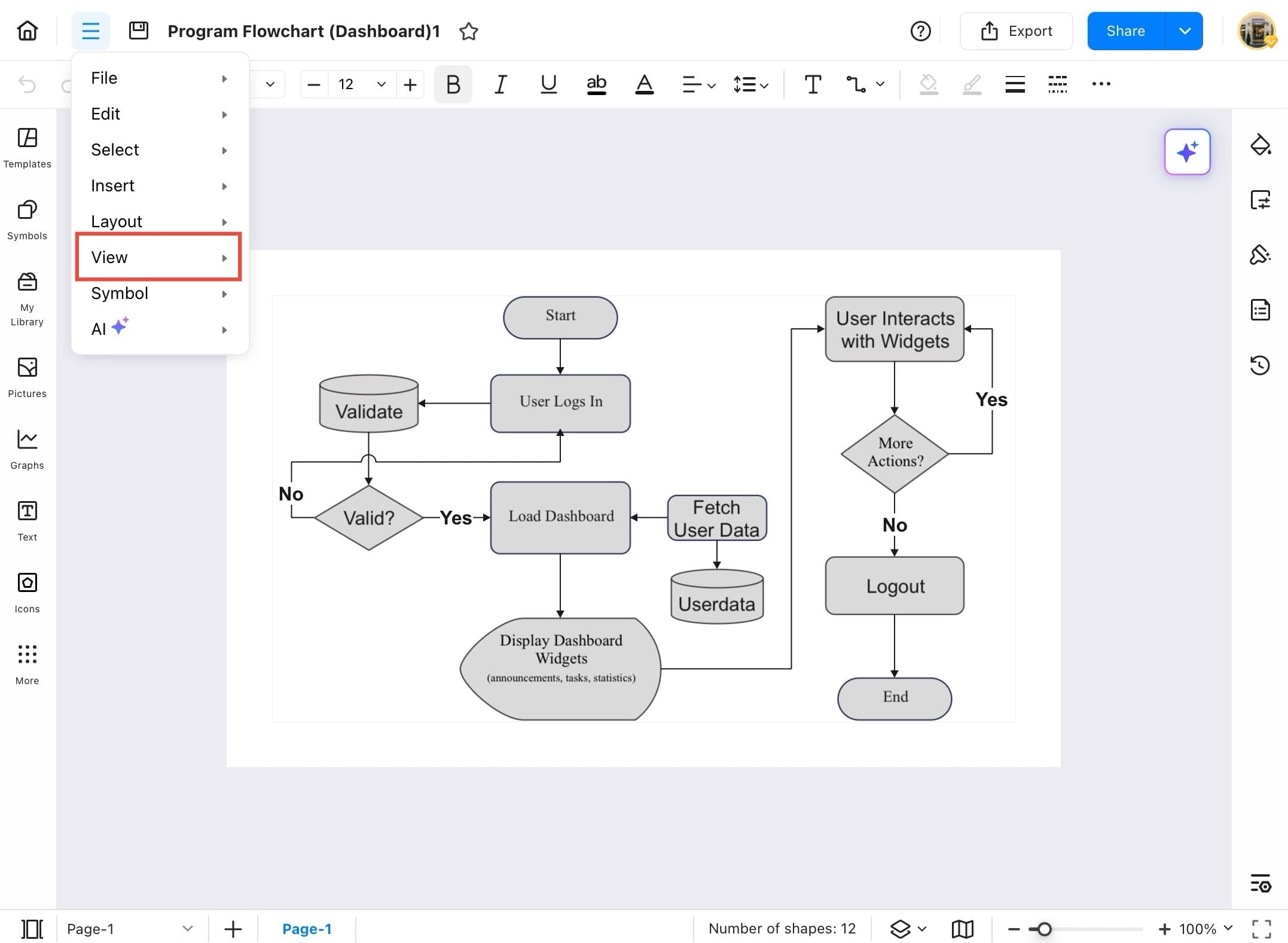 edrawmax view menu option