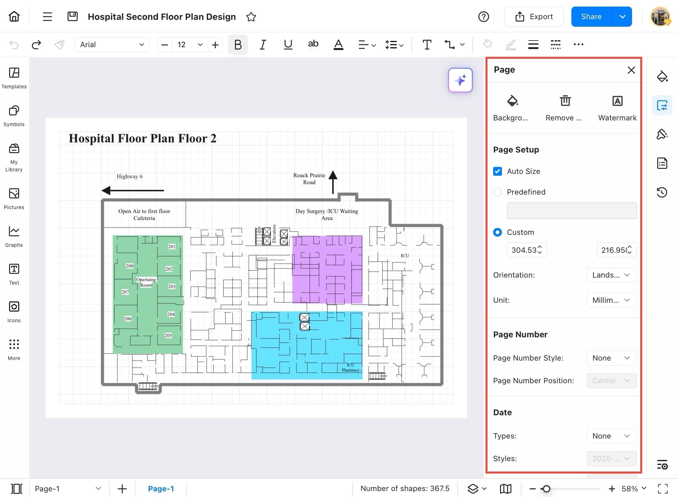 grid customization panel in edrawmax