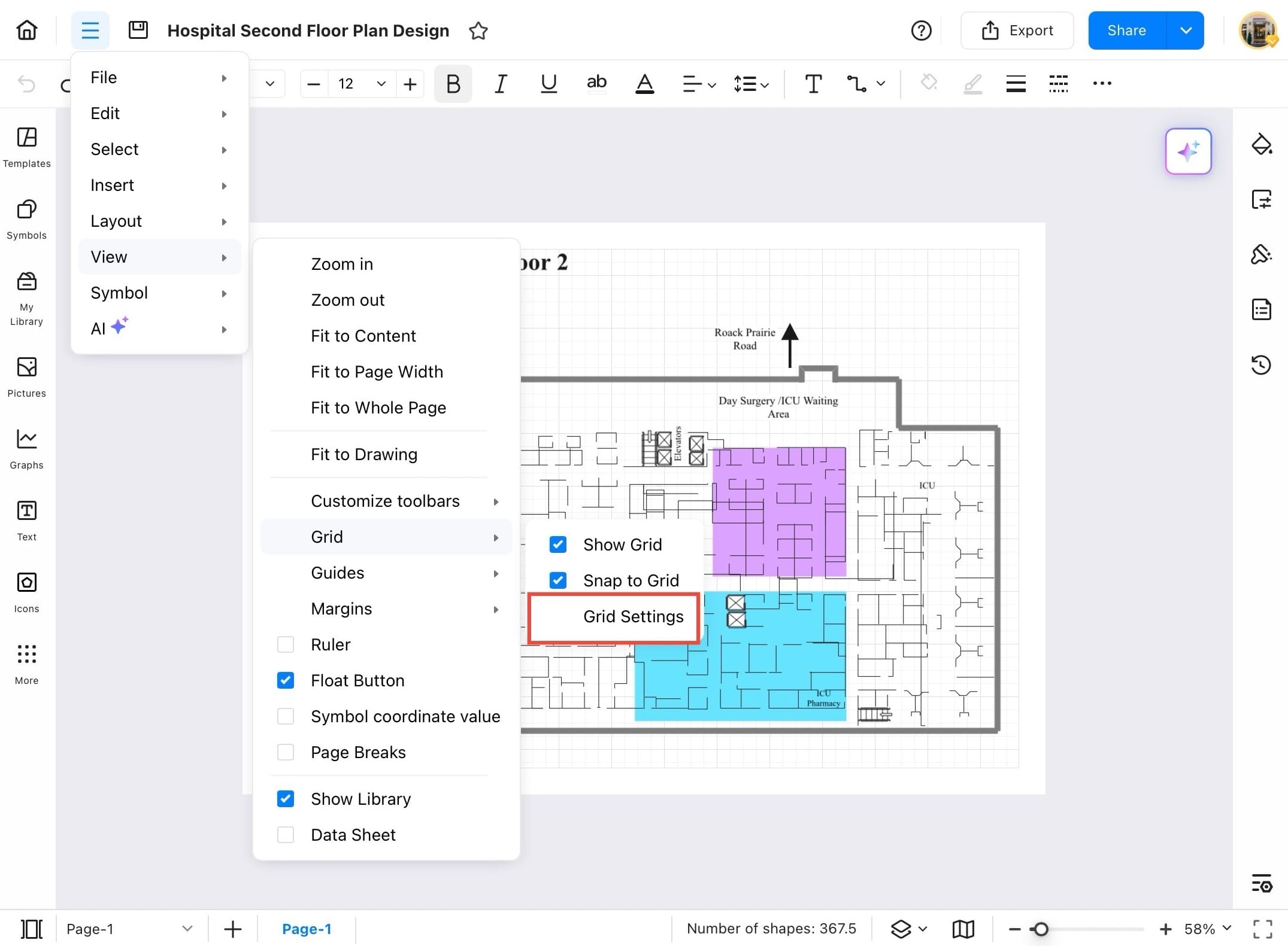 edrawmax grid settings