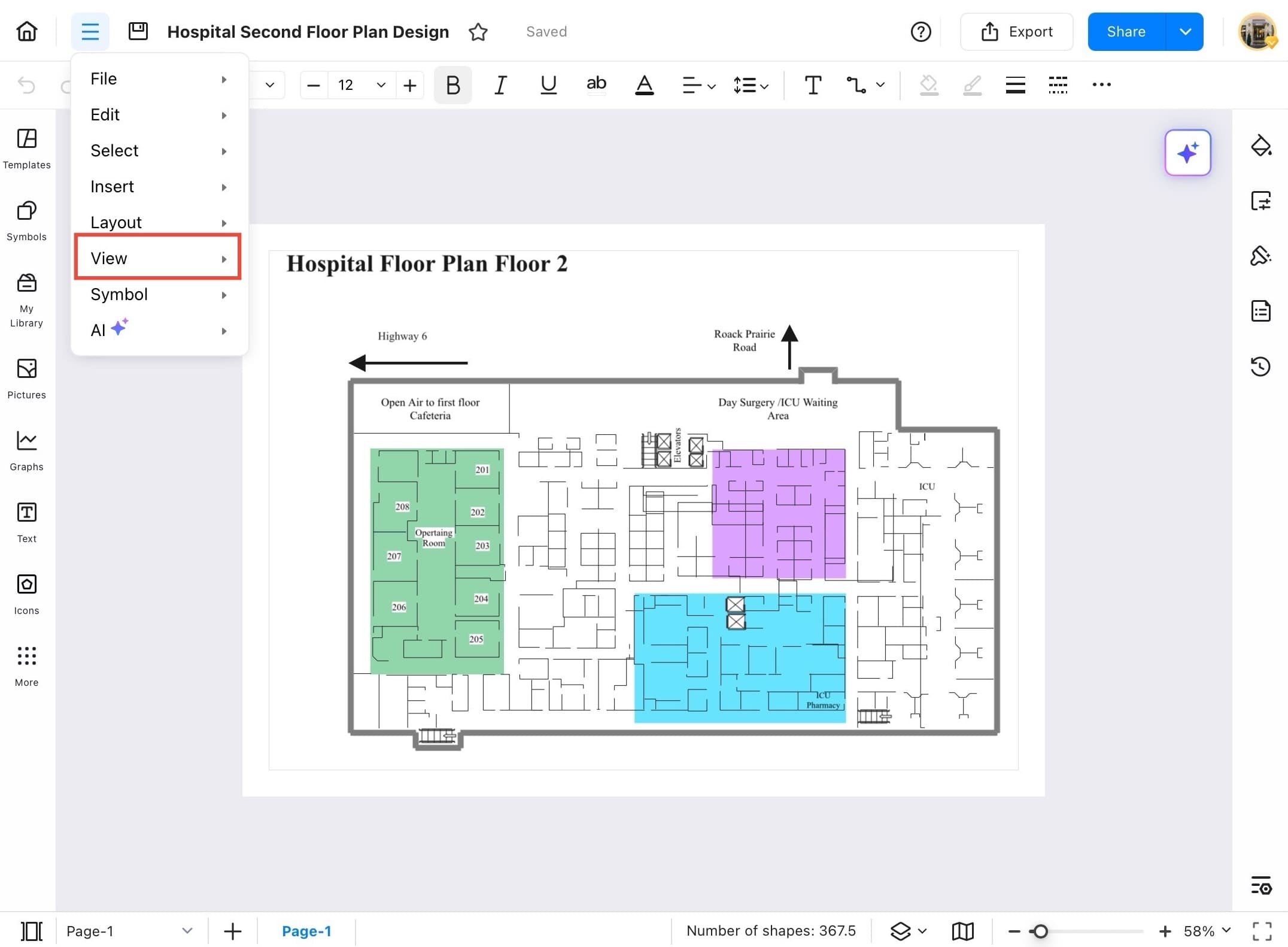 edrawmax view menu option