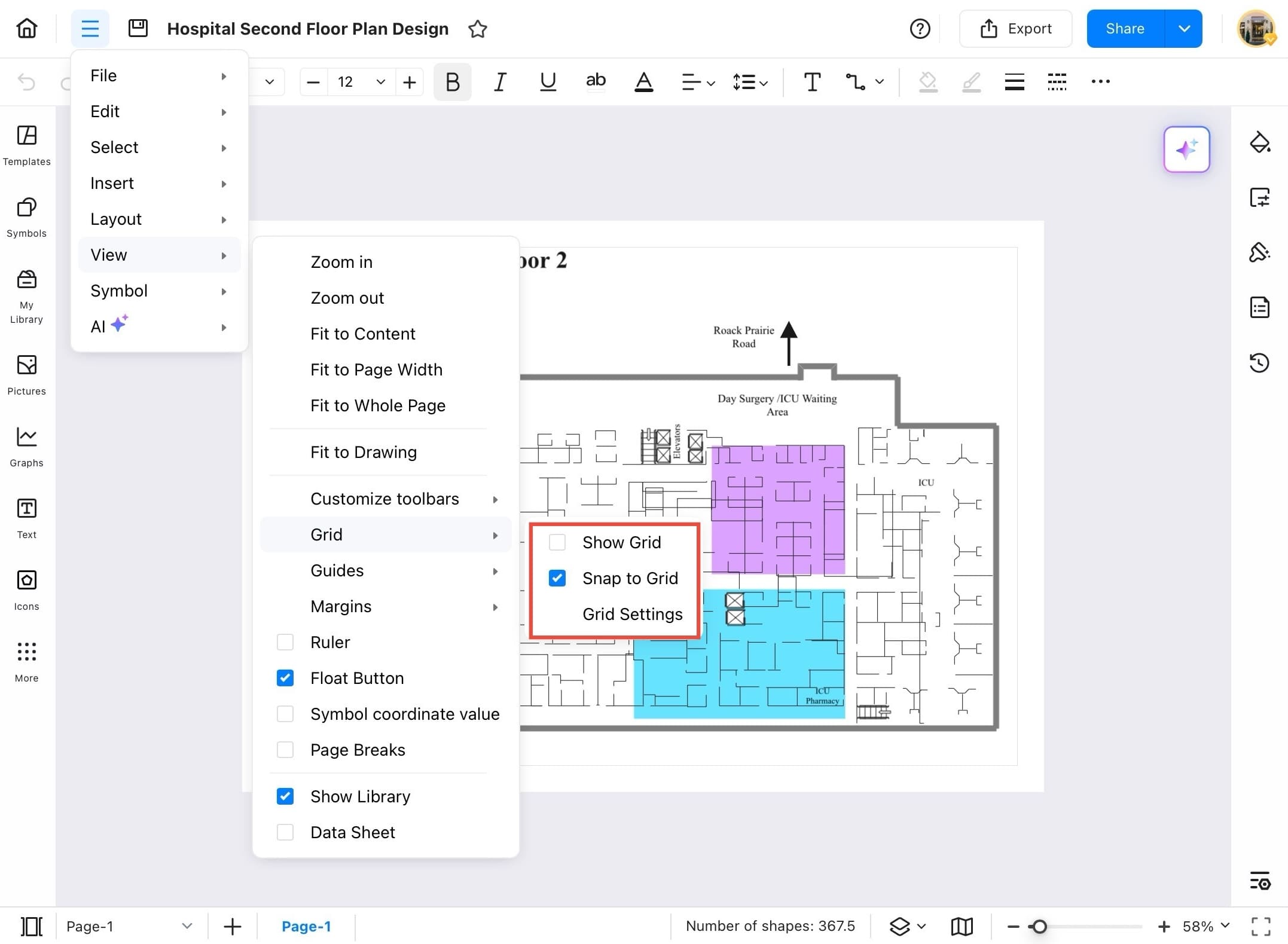edrawmax grid options
