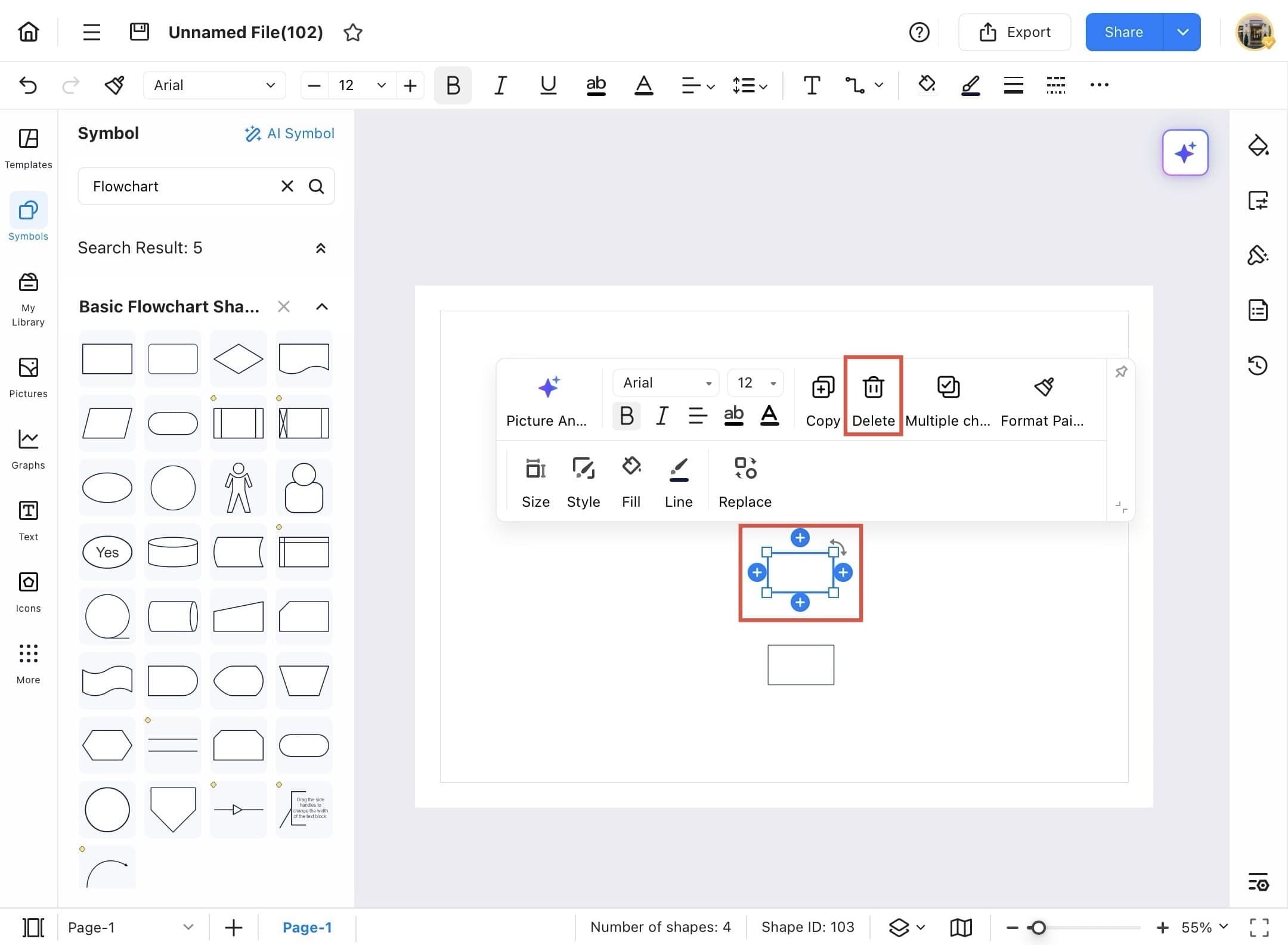 edrawmax delete option