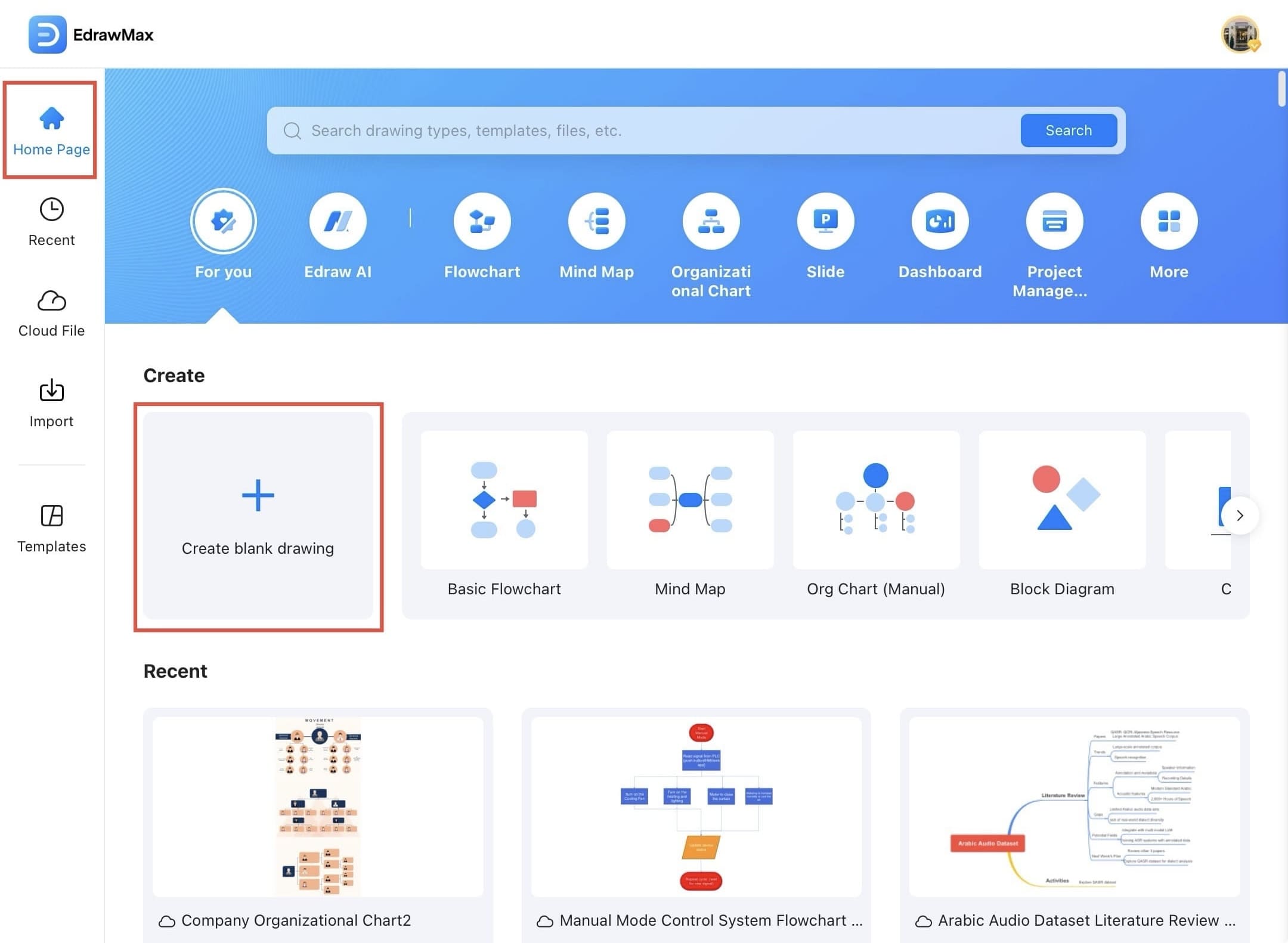 edrawmax blank drawing