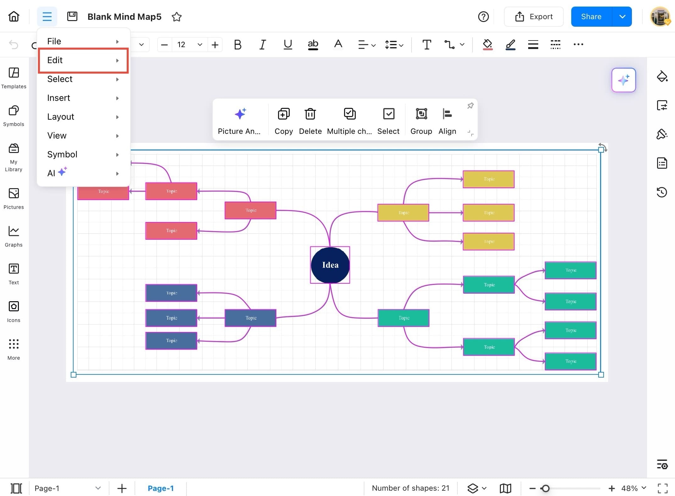 edrawmax dropdown menu