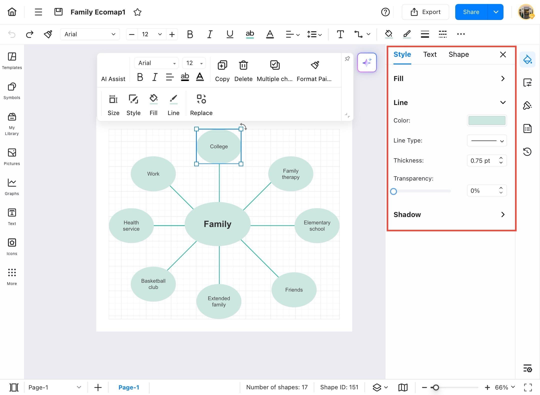 edrawmax style panel