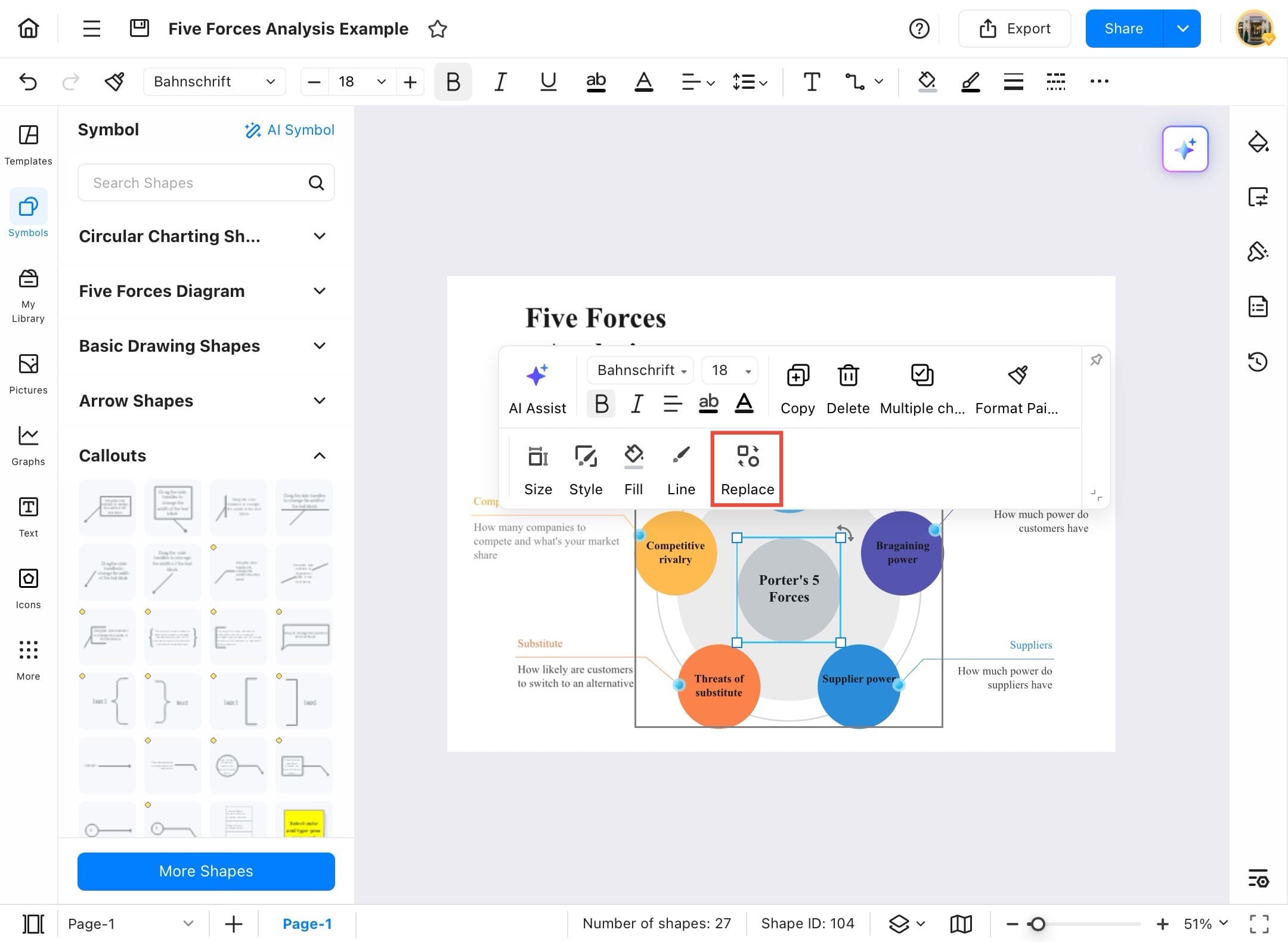 edrawmax replace option