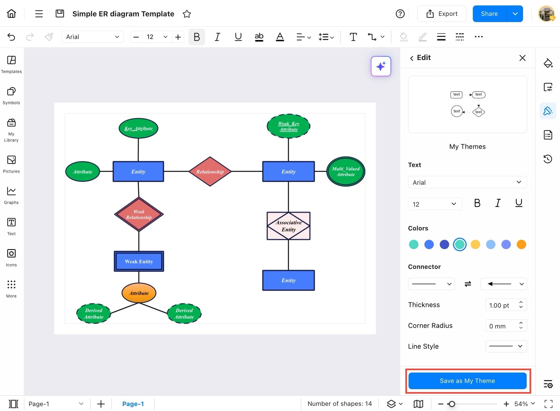 edrawmax theme saving option