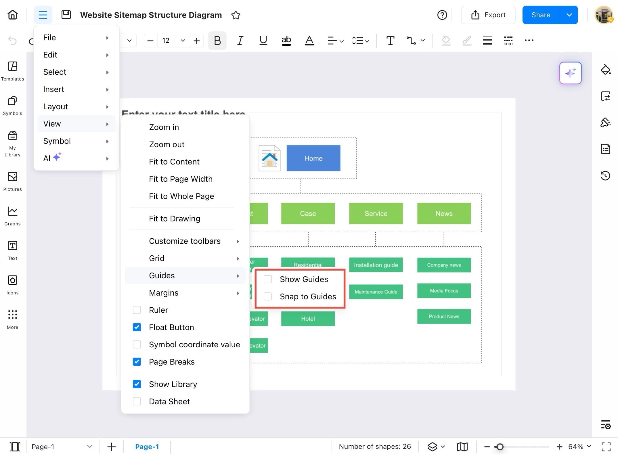 edrawmax guides options