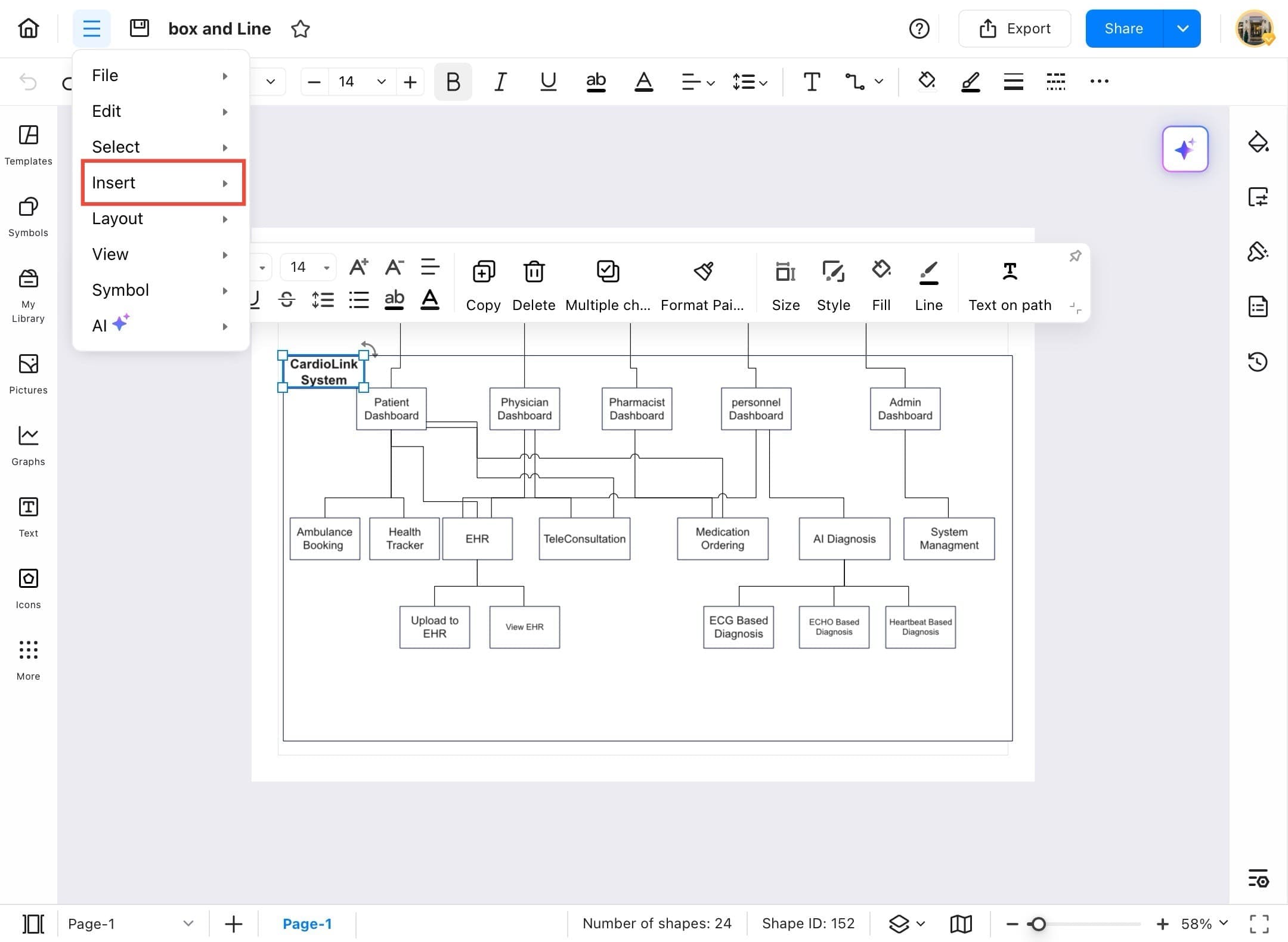 edrawmax hyperlink insert option