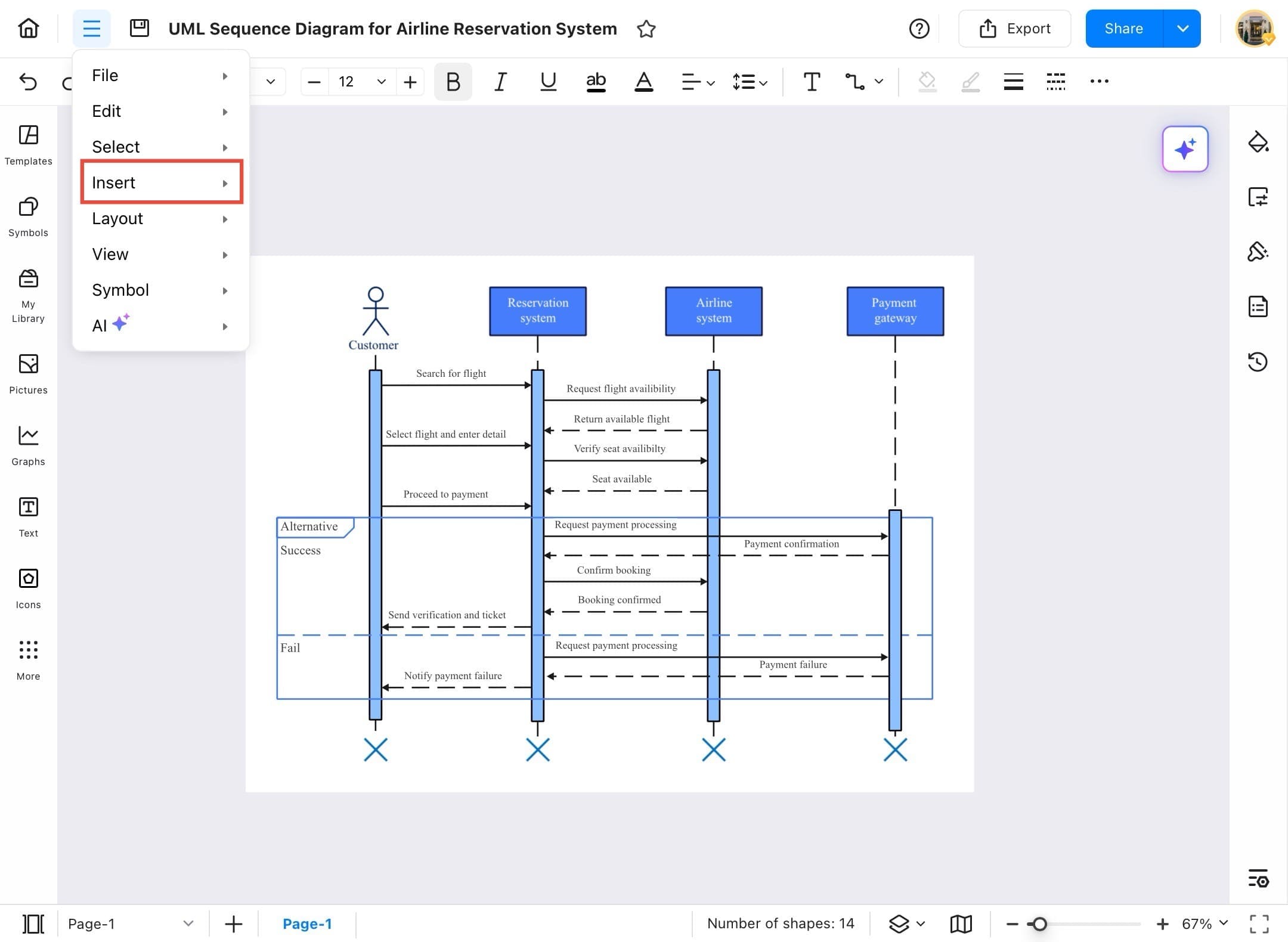 edrawmax insert option
