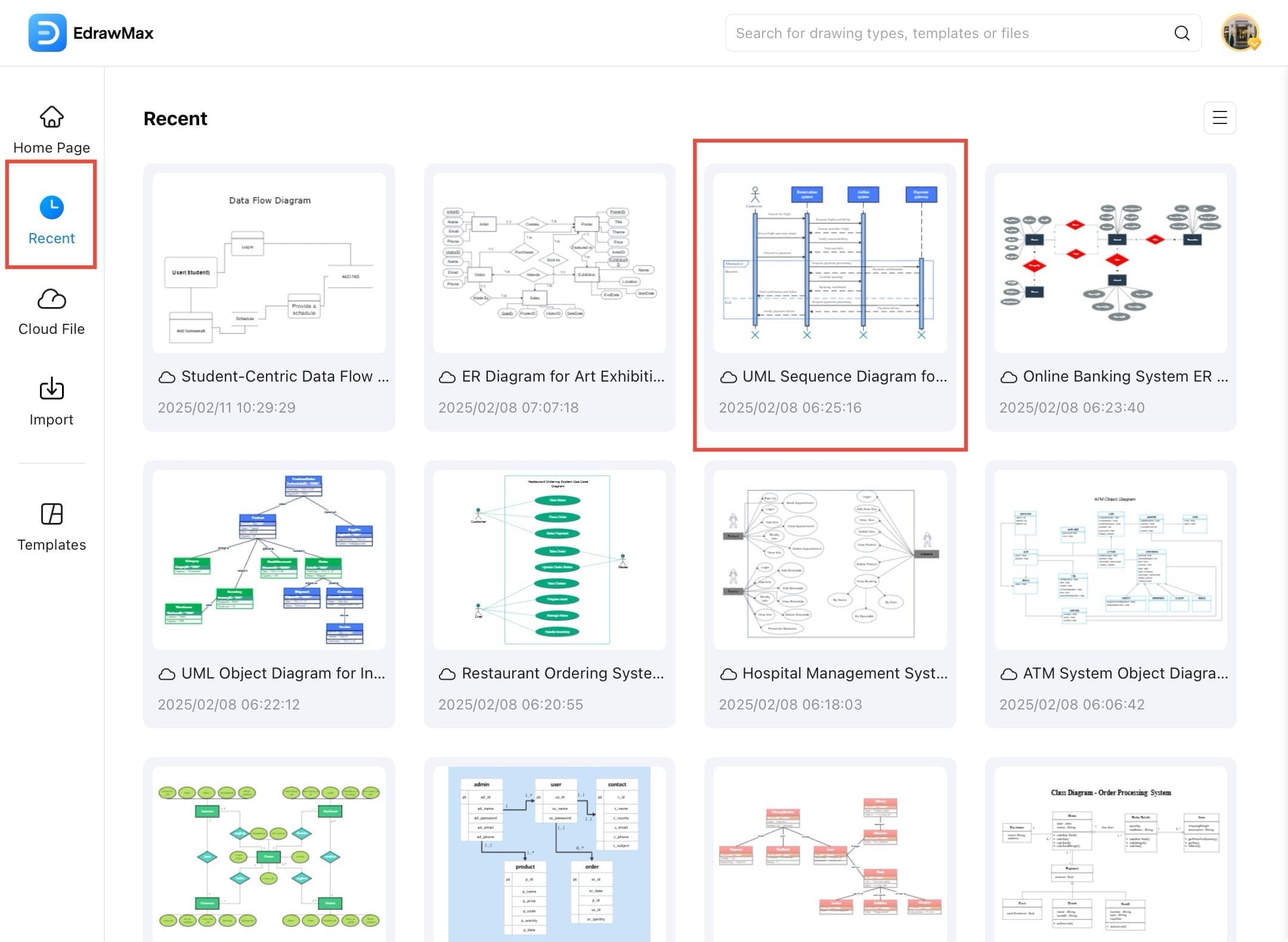 edrawmax recent projects