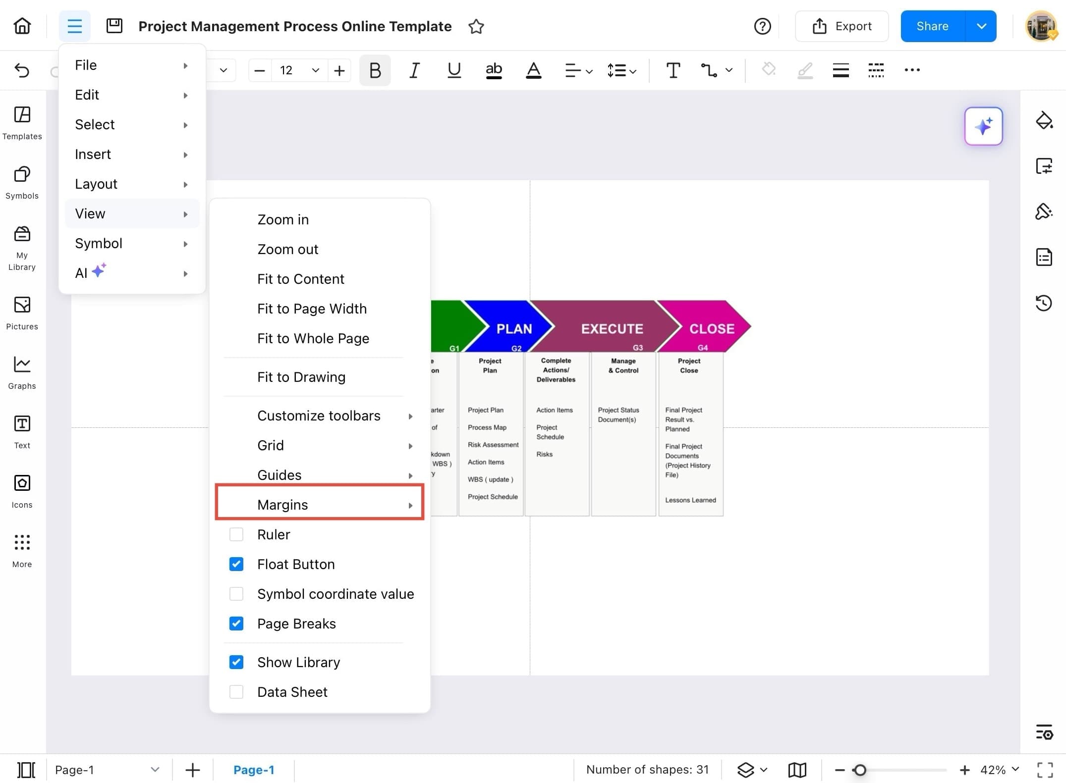 edrawmax margins option