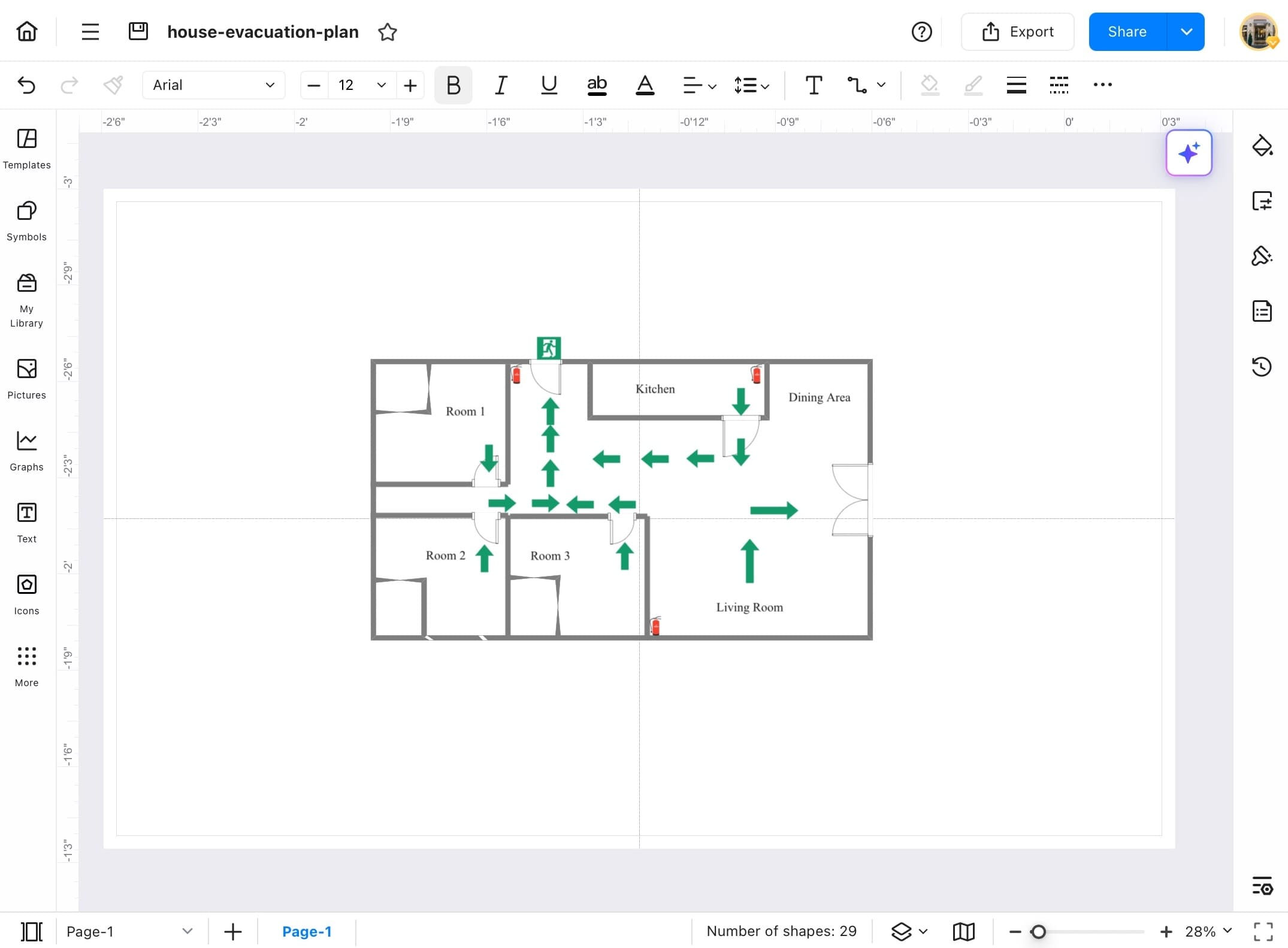 page break grids over the canvas