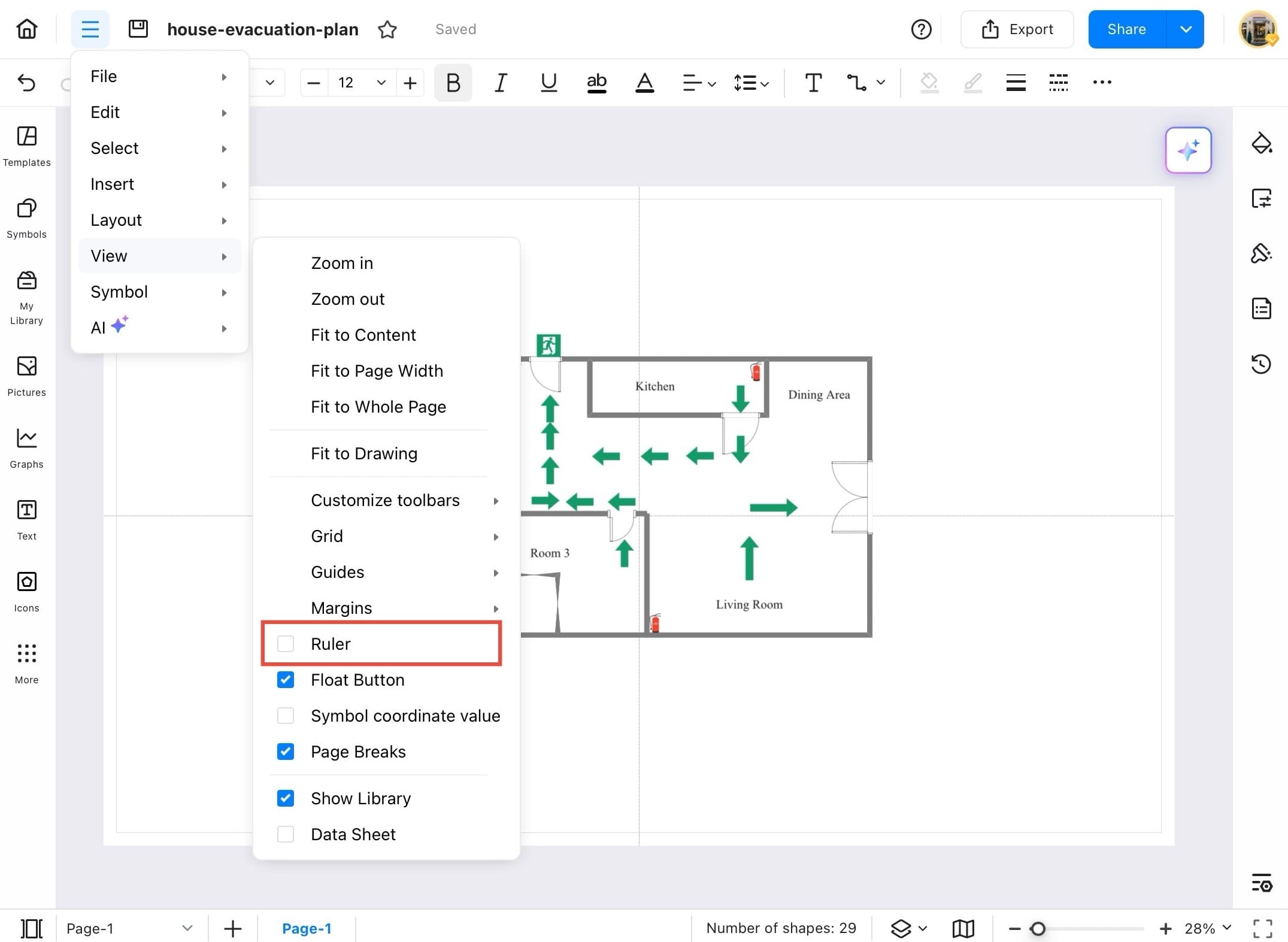 edrawmax ruler option