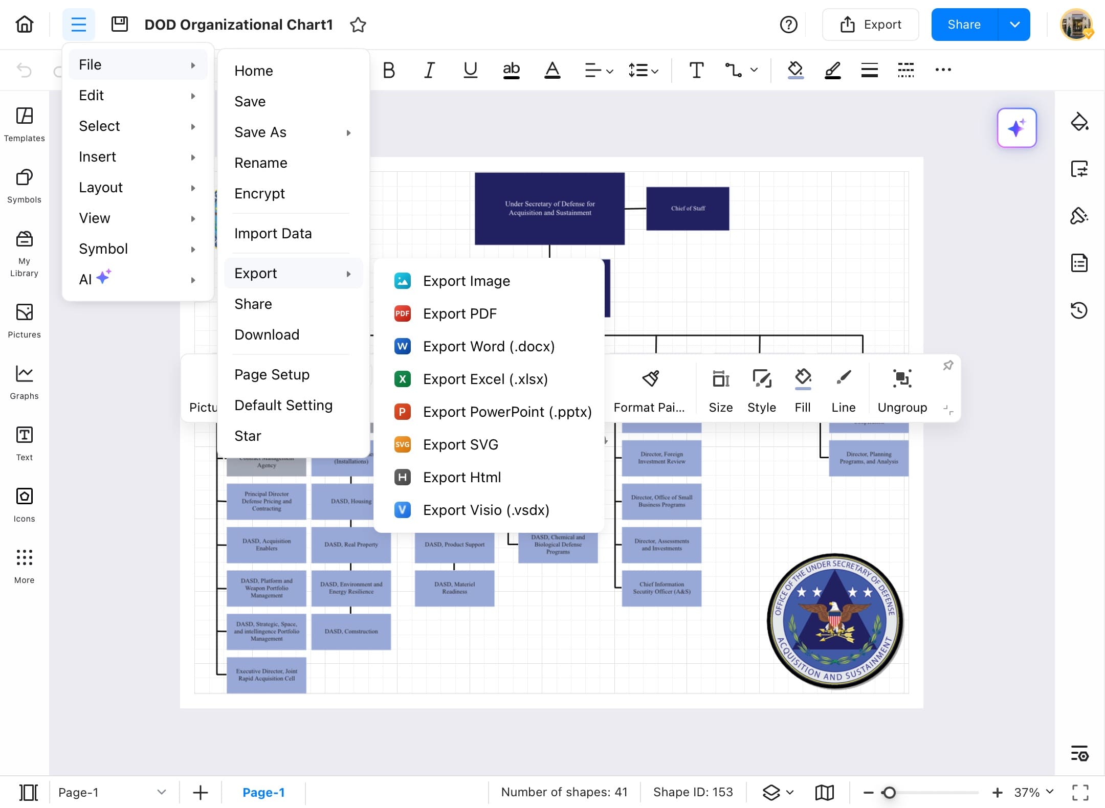 edrawmax export and import options