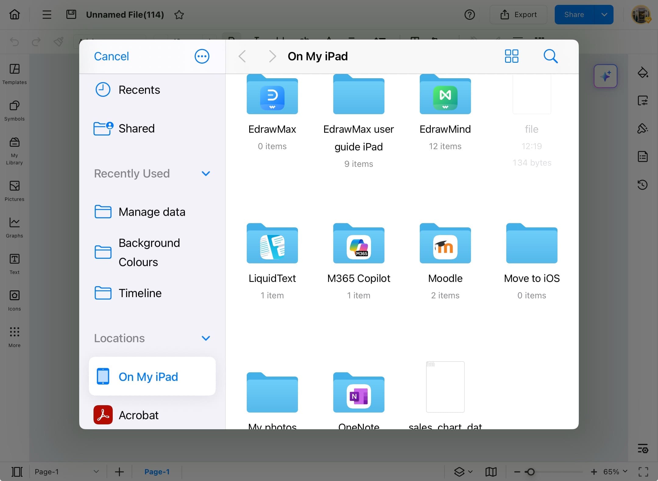 edrawmax file manager selecting org chart data