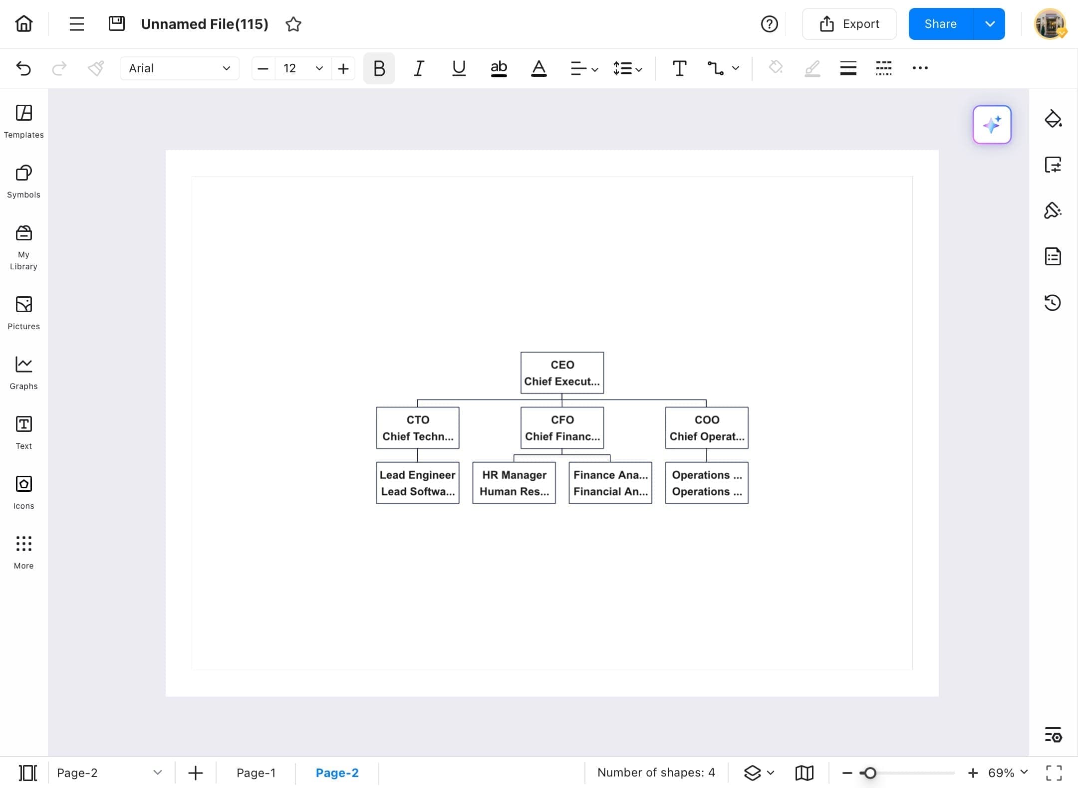 edrawmax auto-generated org chart