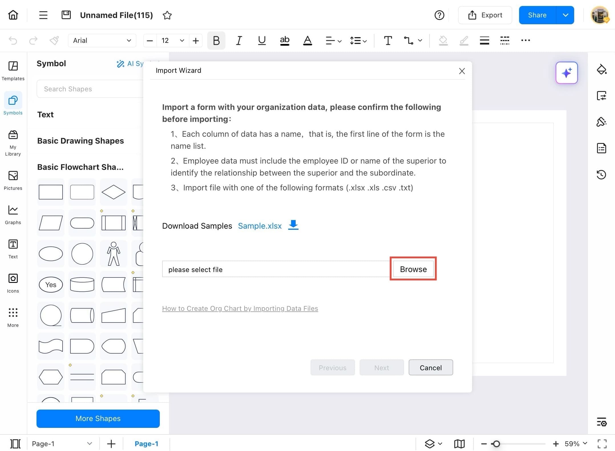 edrawmax import data file