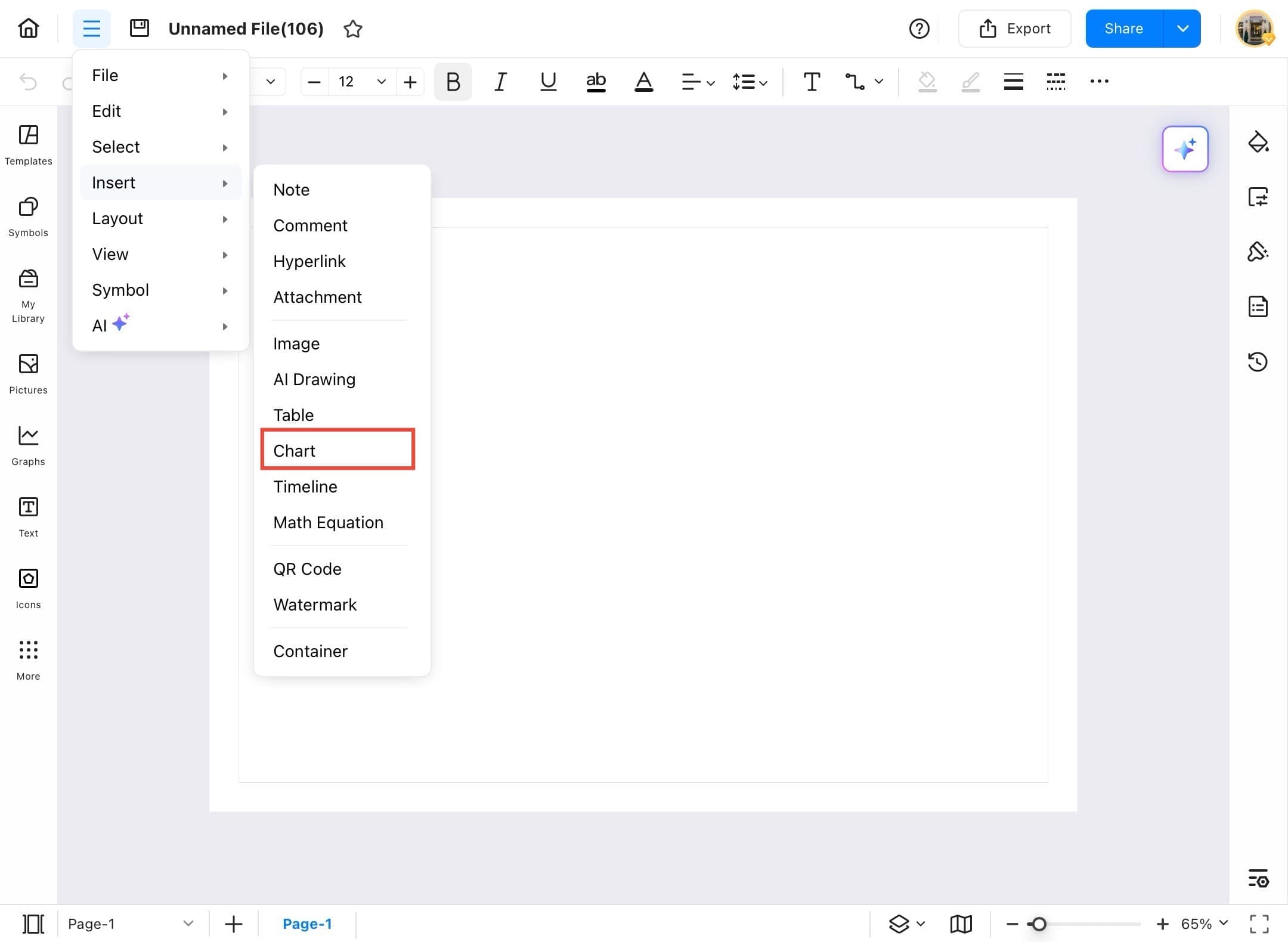 edrawmax insert chart option