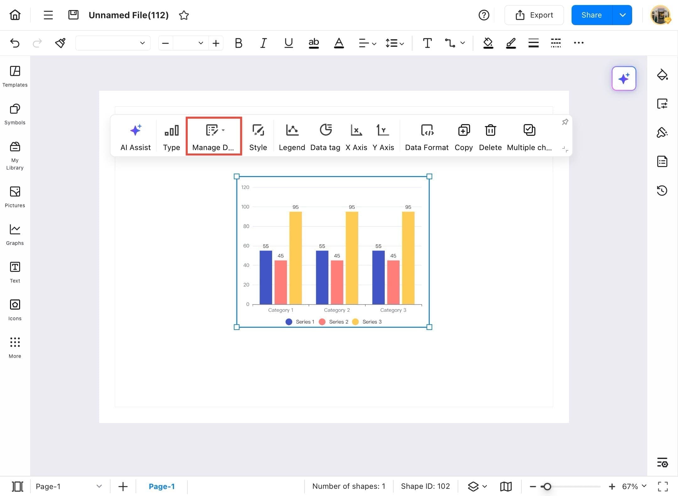 edrawmax manage data option