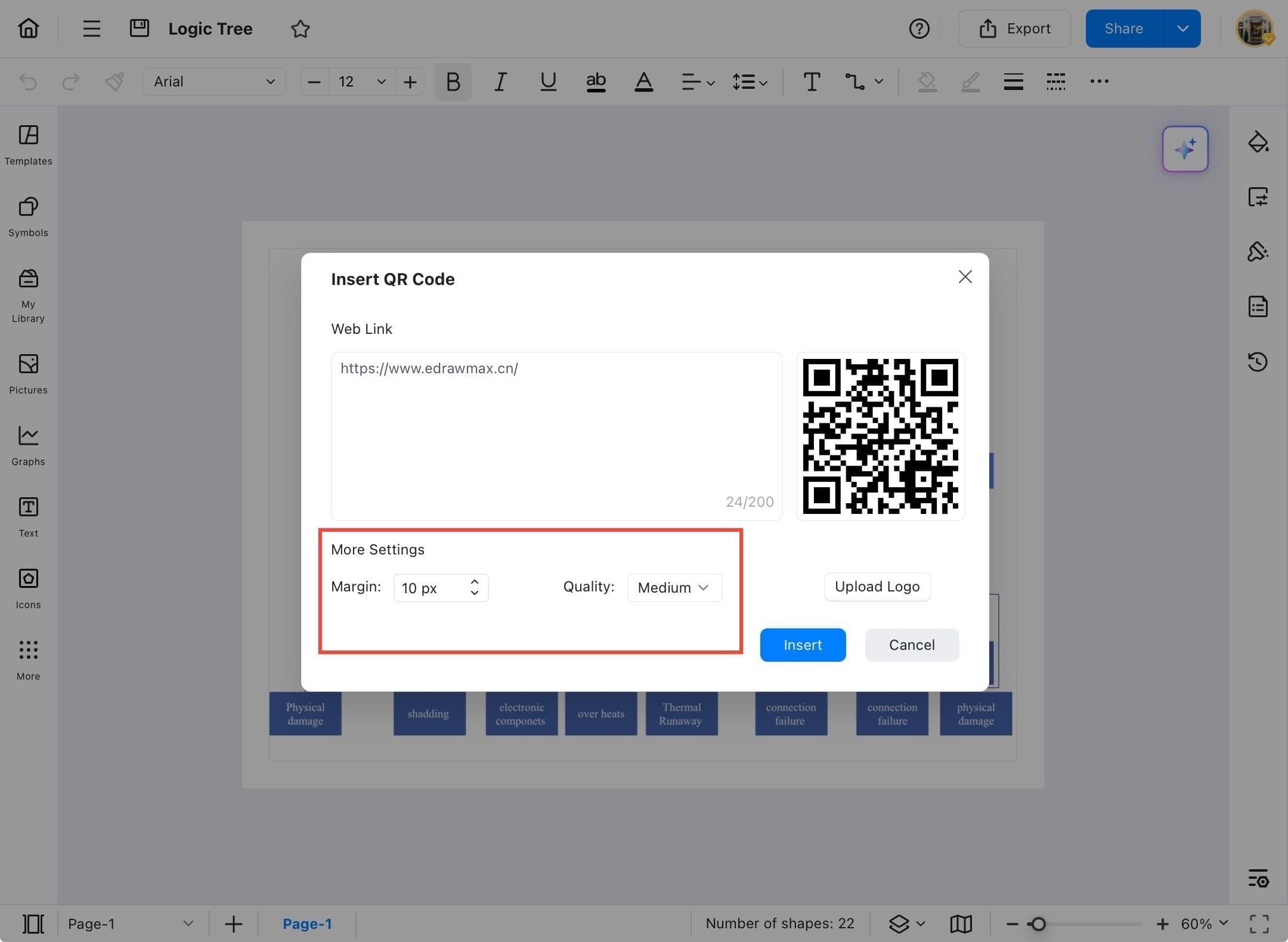 edrawmax qr code settings