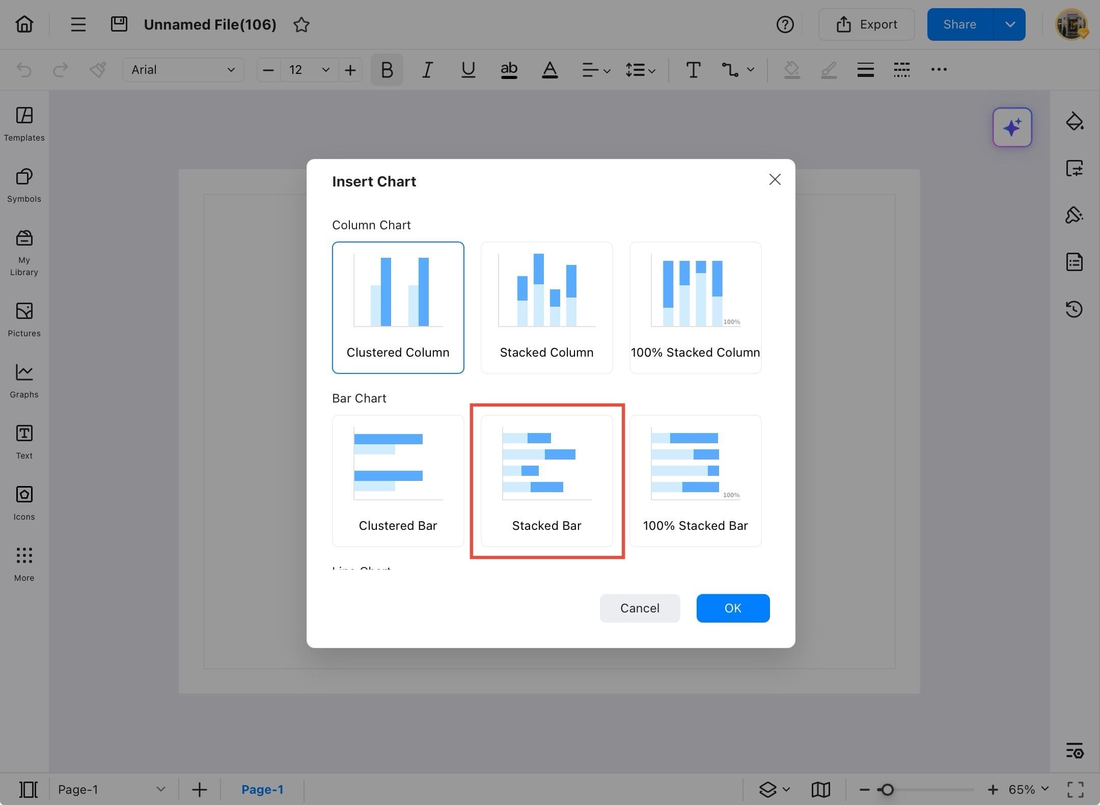 edrawmax insert chart window
