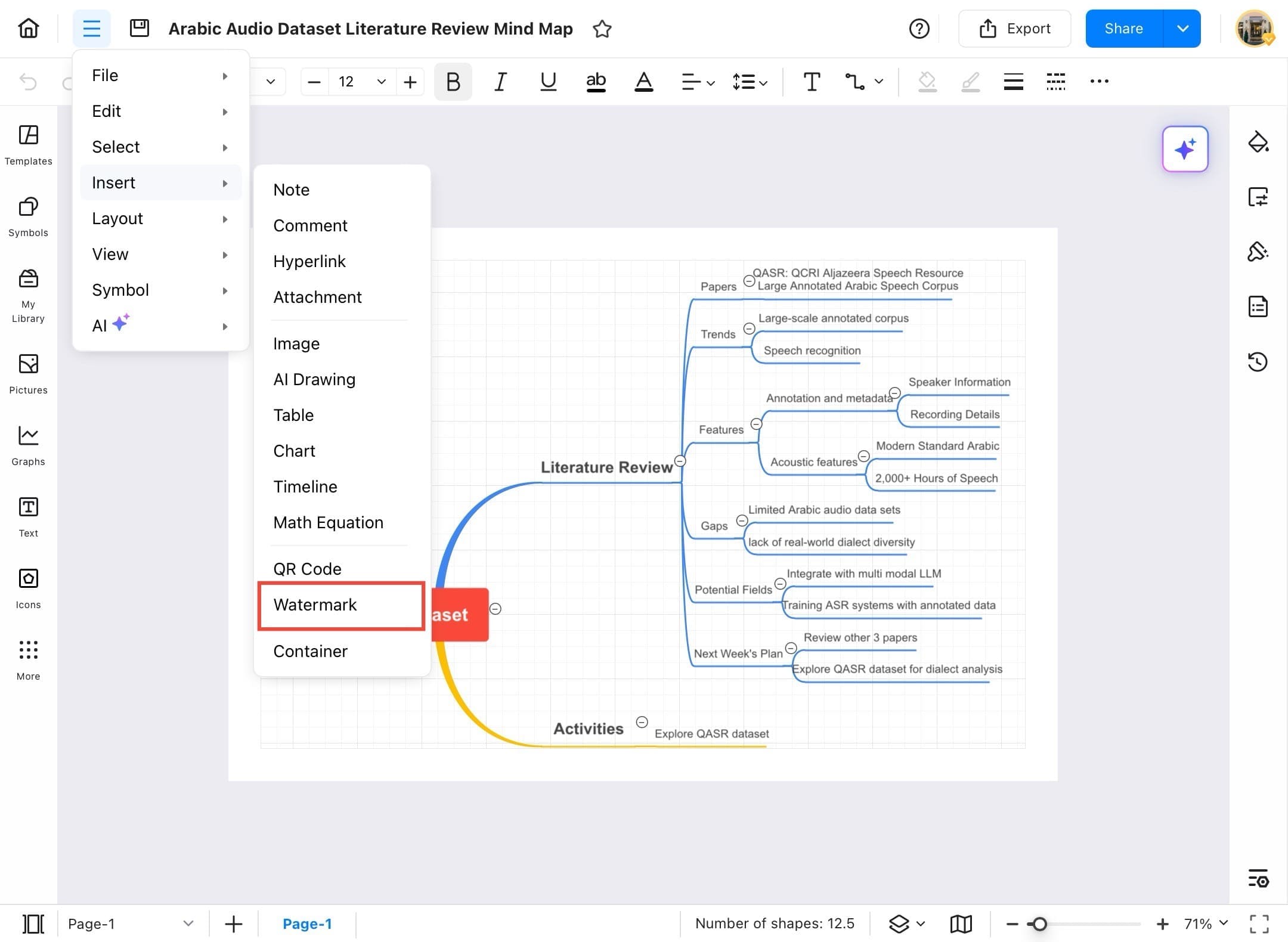 edrawmax interface showing the insert menu
