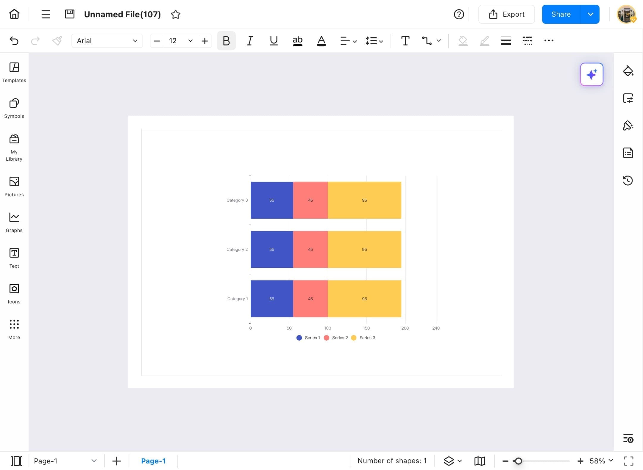 bar chart displayed on edrawmax canvas