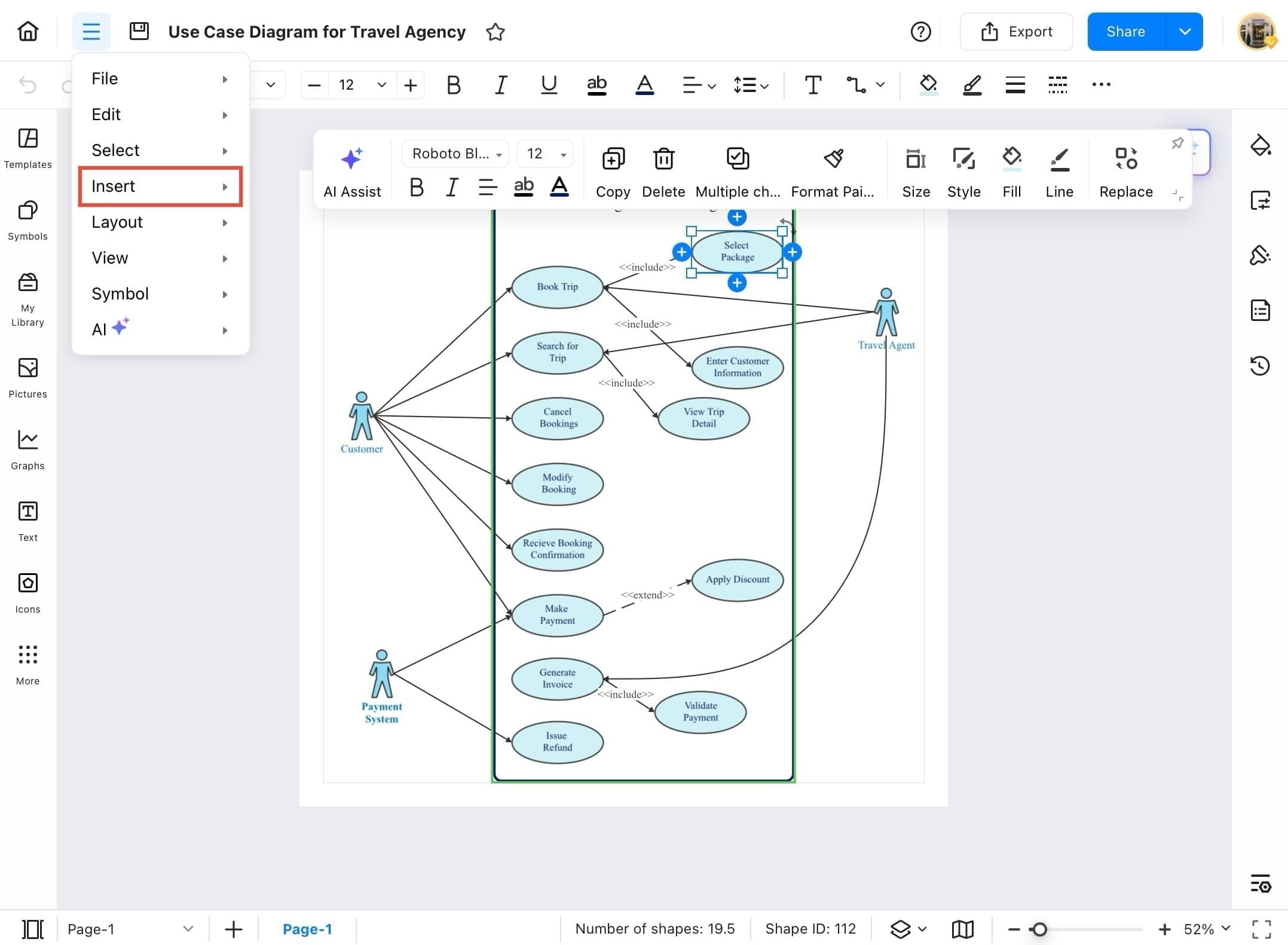edrawmax insert menu